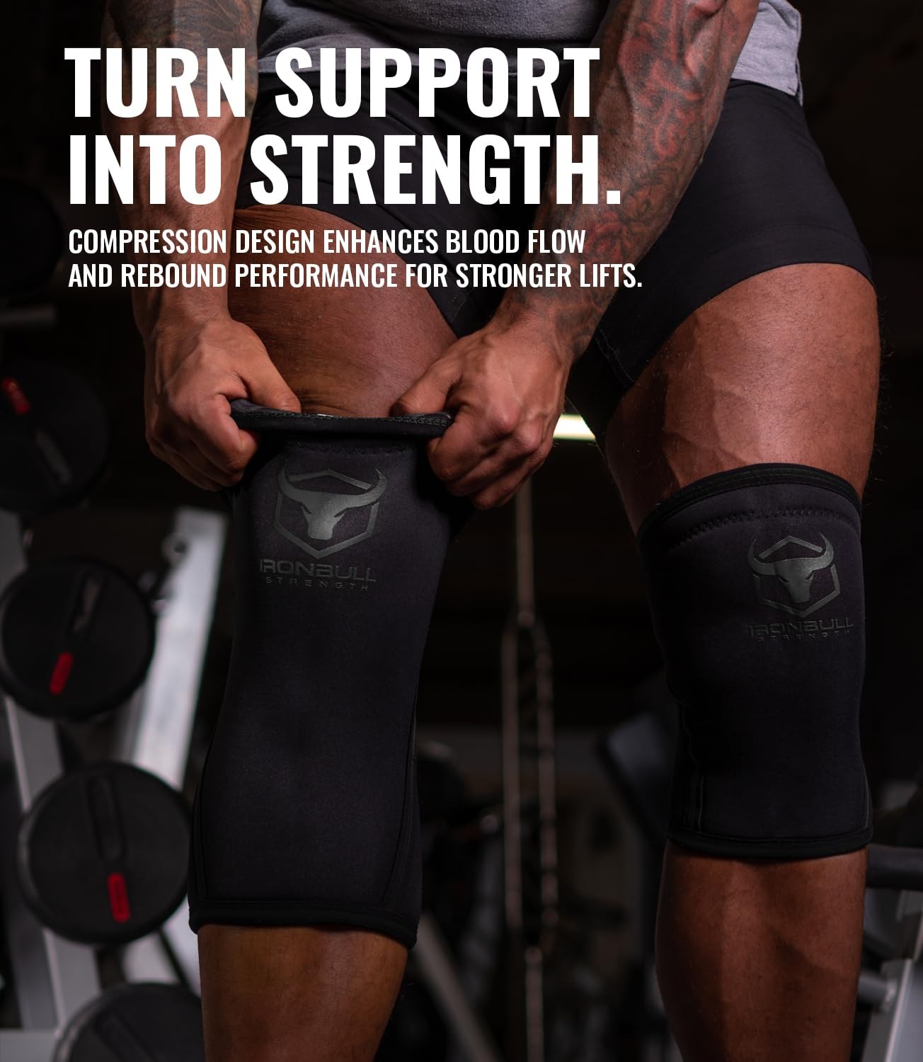 Iron Bull Strength 7mm Knee Sleeves, Pair, Compression Support for Lifting