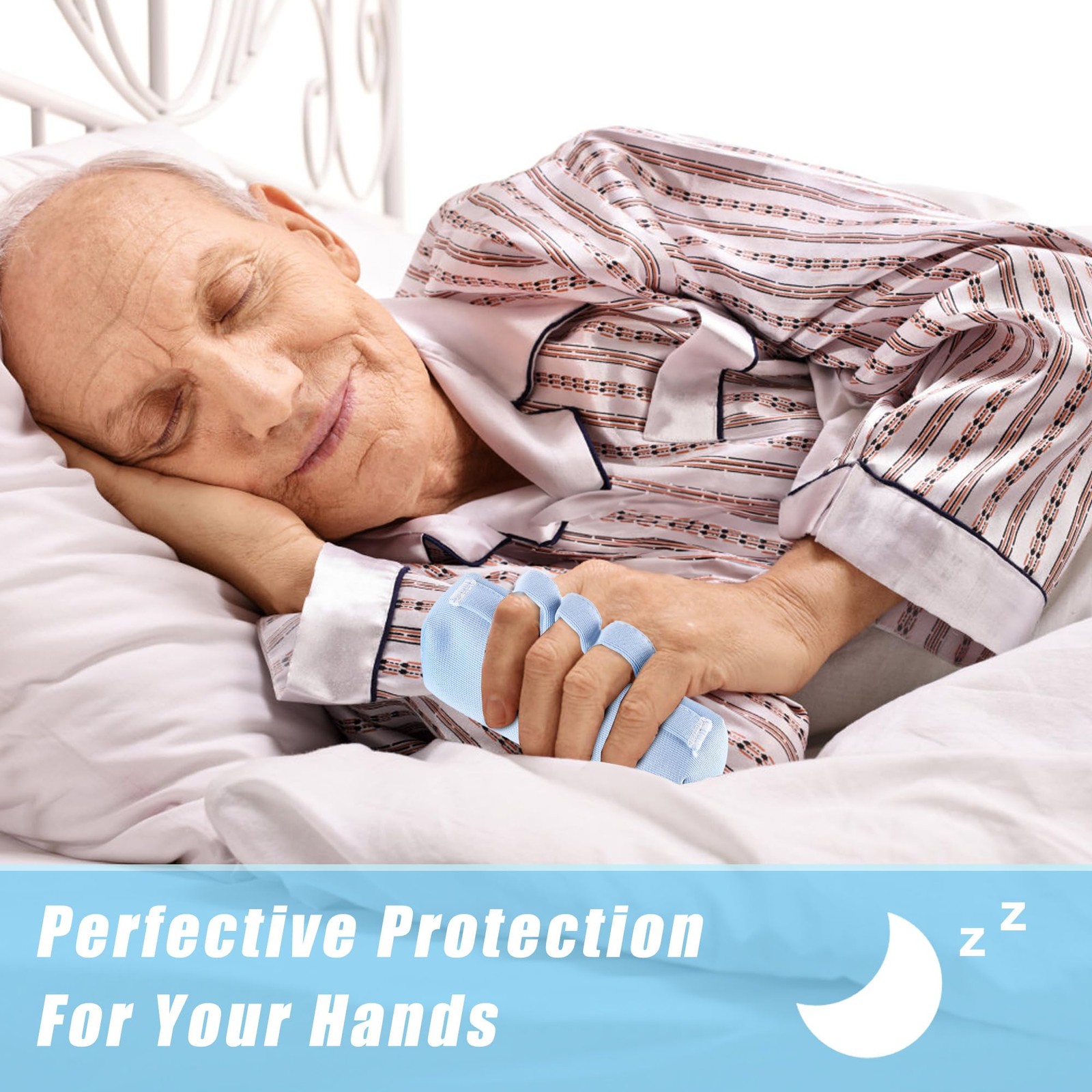 NIdreamCE Palm Protector for Hand Contracture with Separators, Grip Blue