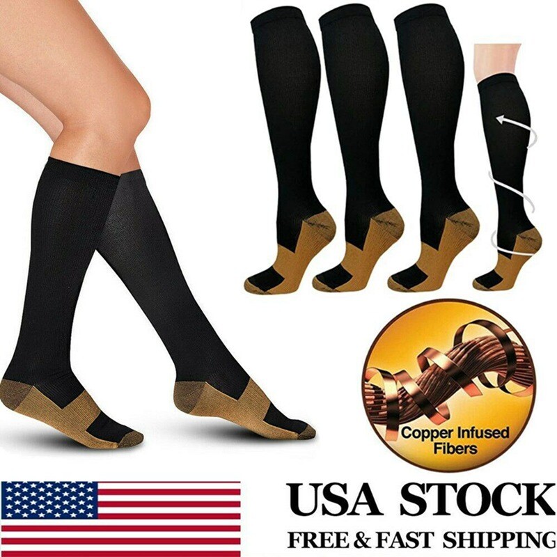Men Compression Socks 20-30 mmHG Knee High Stockings Support Protective Gear US