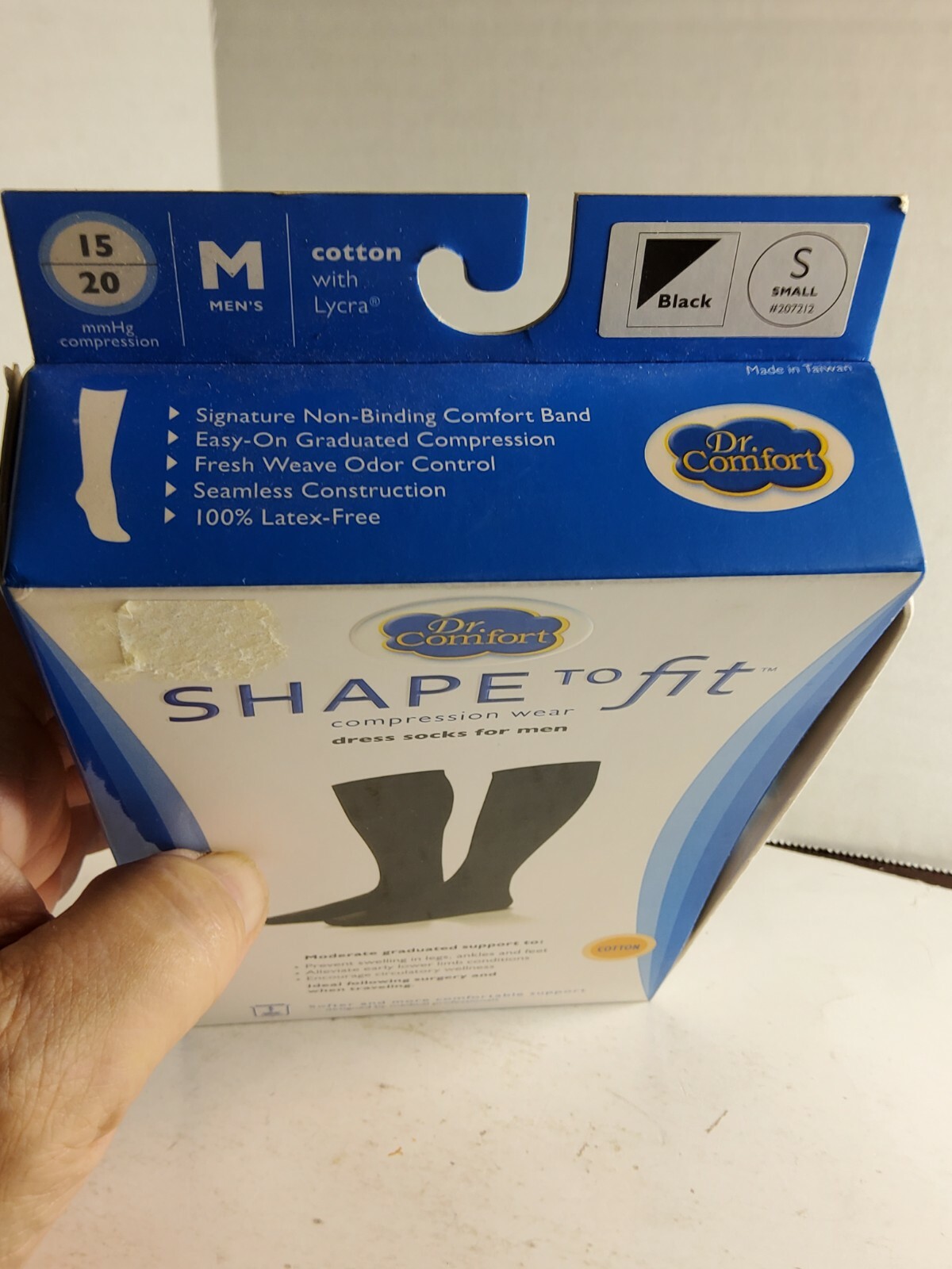 Dr. Comfort Mens 15-20 mmhg Shape to Fit Compression Dress Socks – Small – Black