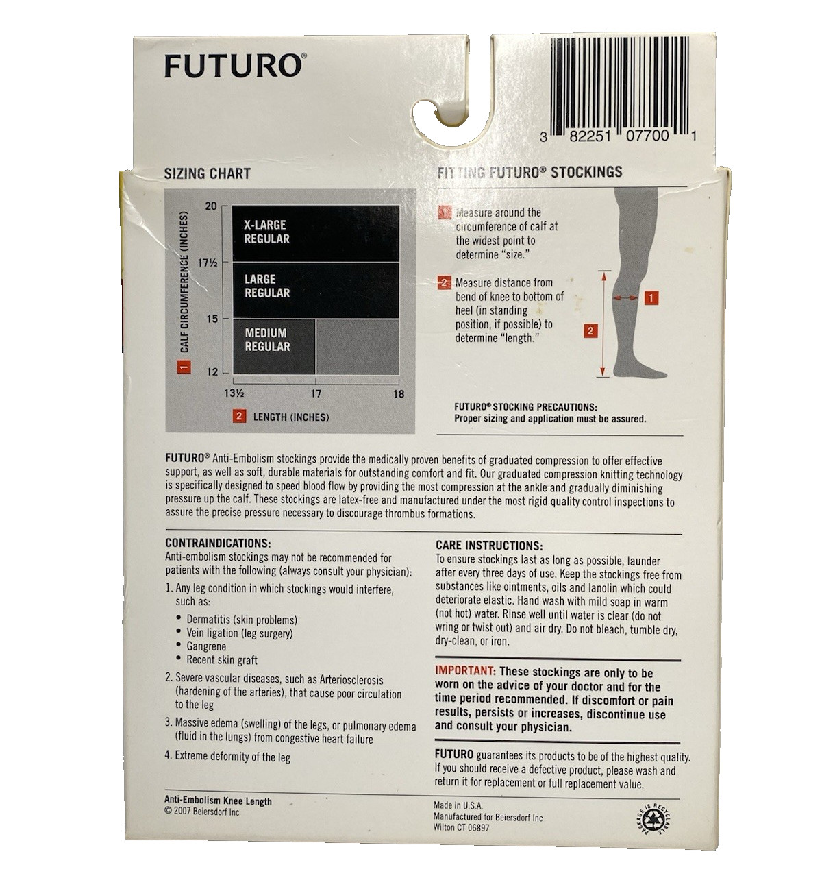 FUTURO ANTI-EMBOLISM Knee High STOCKINGS White Medium Regular Compression 3M NEW