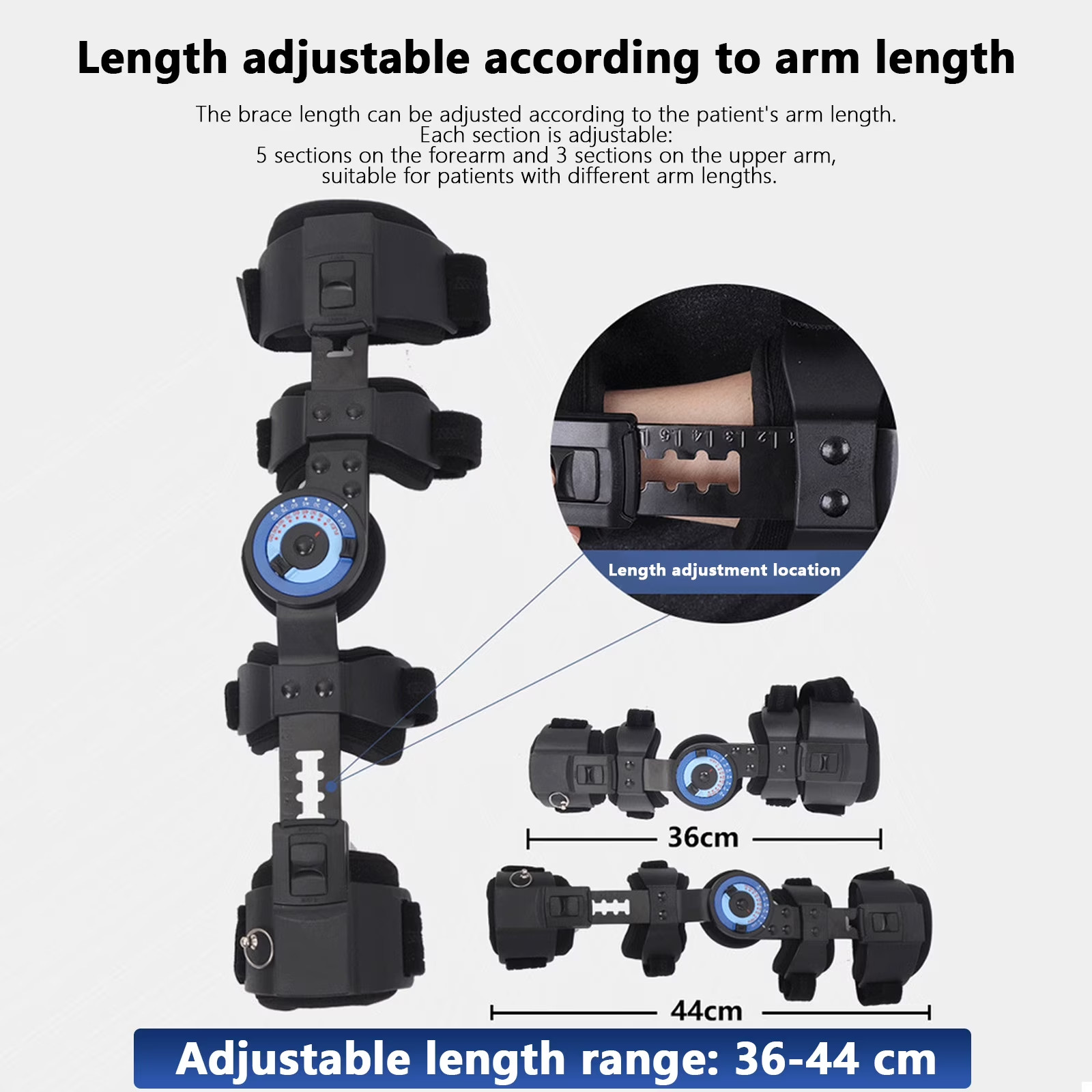 Hinged ROM Elbow Brace，Adjustable Post Op Elbow Brace Stabilizer Splint