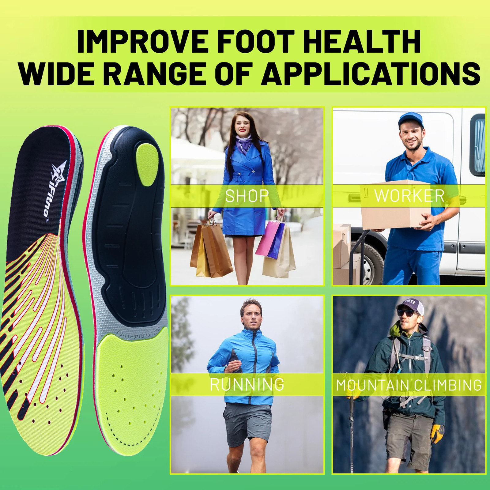 Plantar Fasciitis Insoles, Orthopedic Arch Support Inserts Men Women Heel Pain R