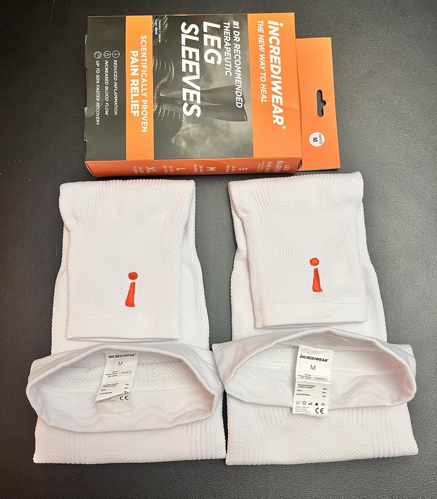 Incrediwear Leg Sleeve Pair Medium White Compresson Support – New limit Ed.