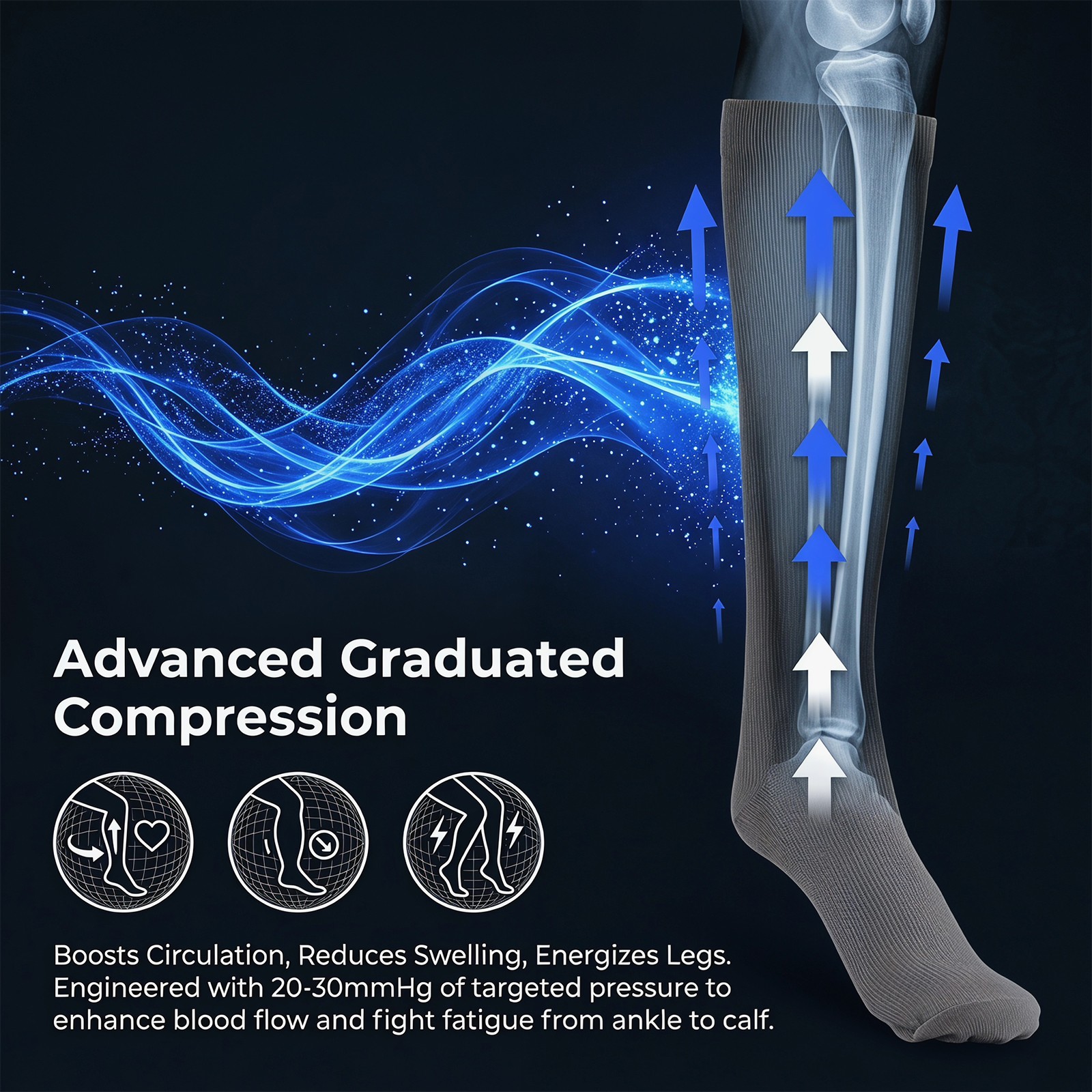 5 Pairs Compression Socks for Women & Men 20-30mmHg Graduated Support S-XXL