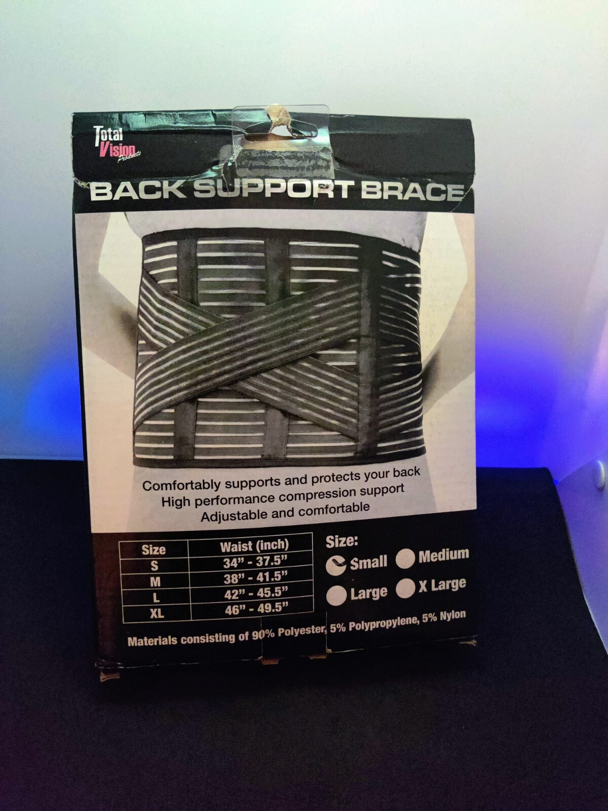 New Total Vision Products Back Support Brace Size S 34″- 37.5″ Open Box
