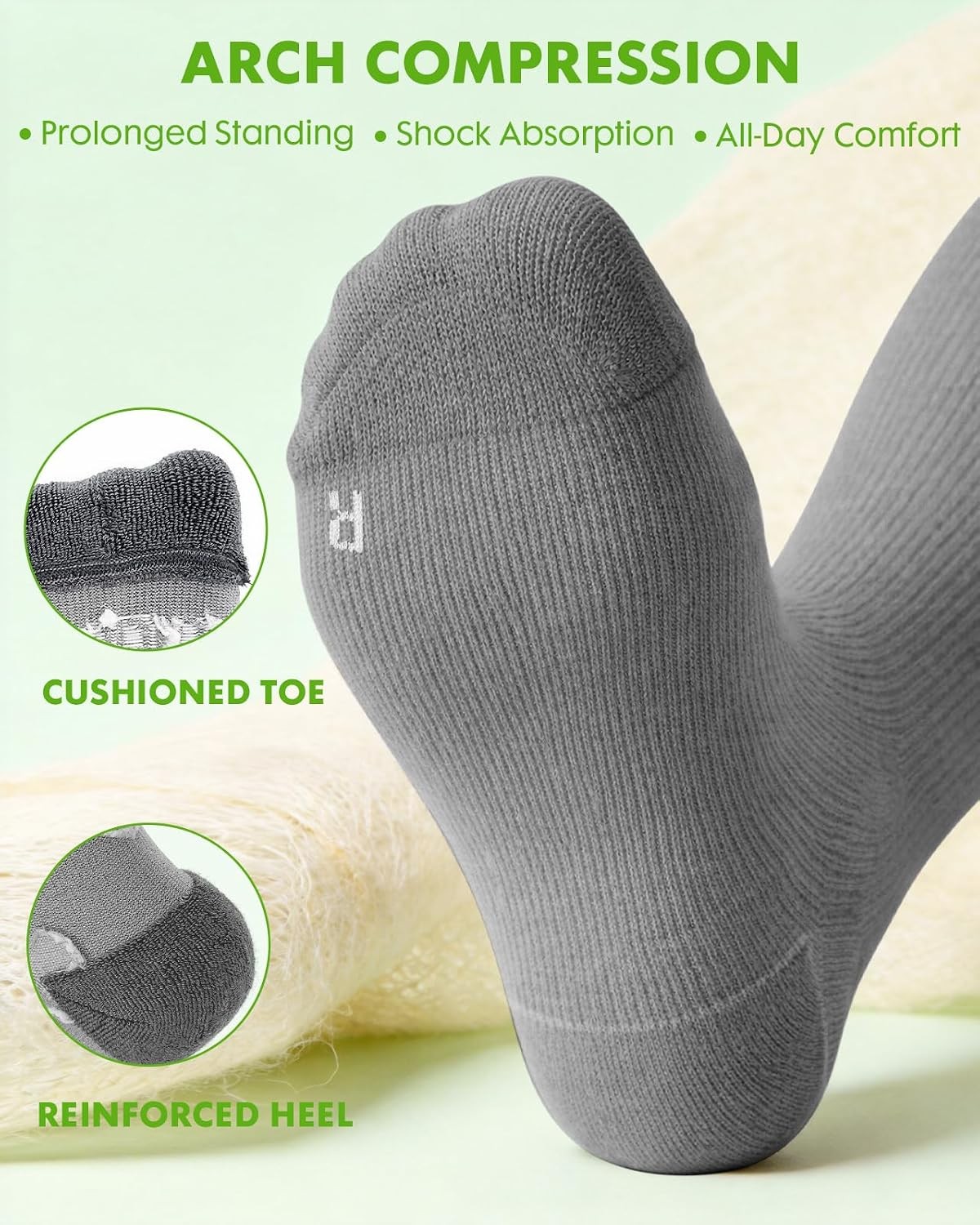 Wide Calf Beige Grey Bamboo Compression Socks XX-Large Women’s