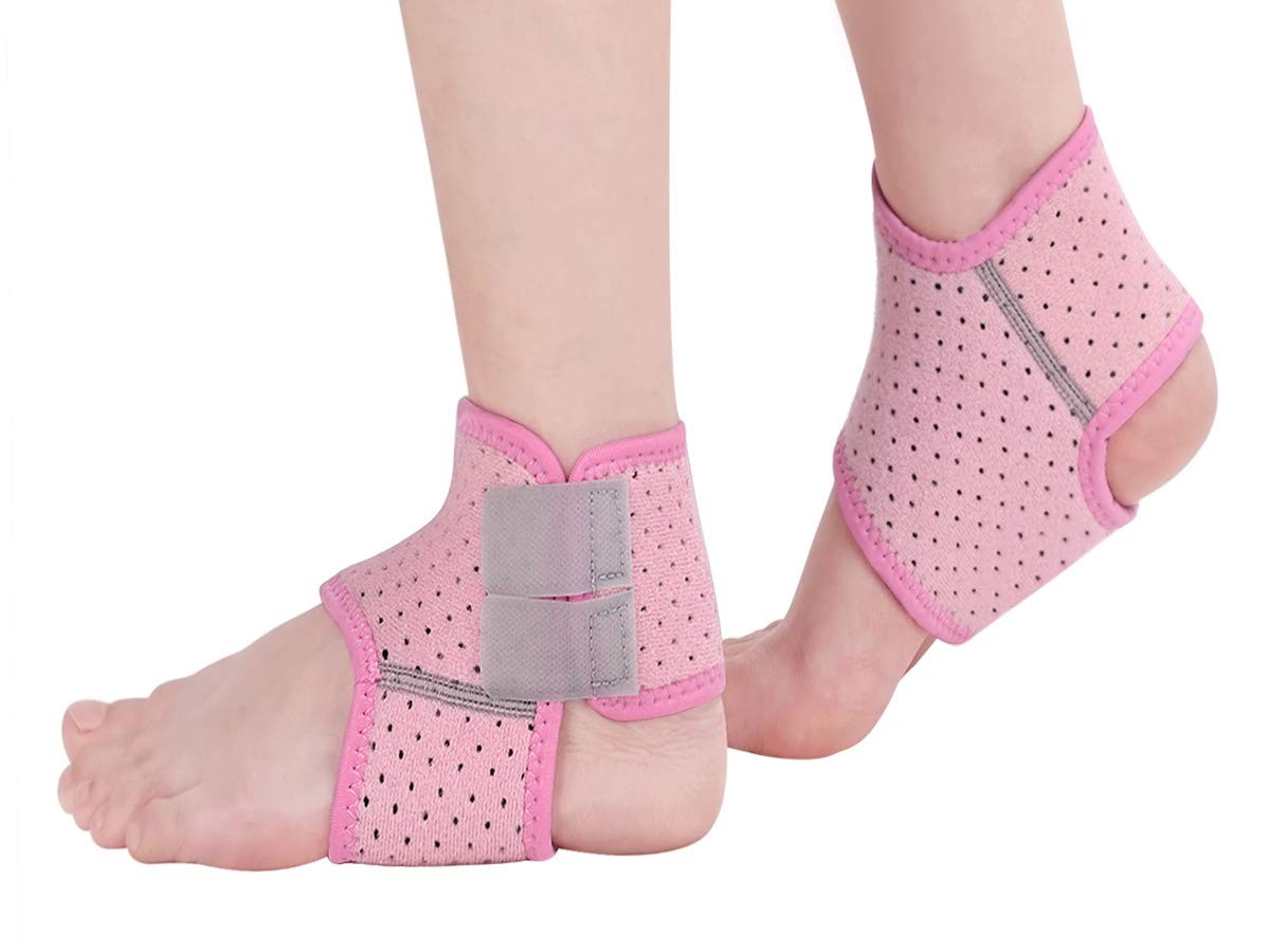 2 PCS Ankle Braces Kids Child Adjustable Mesh Compression Foot Support Wraps