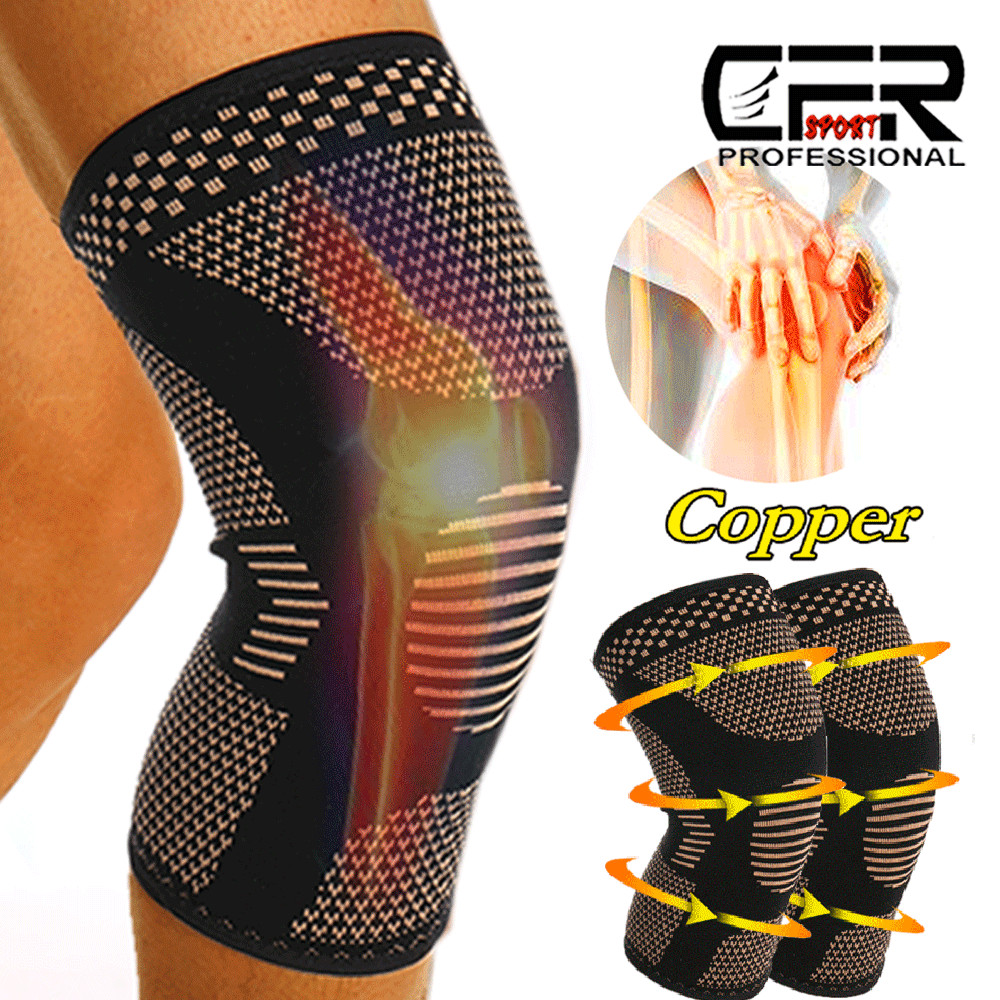 Copper Knee Brace Sleeve Patella Support Sports Gym Arthritis Tendon Joint Pain