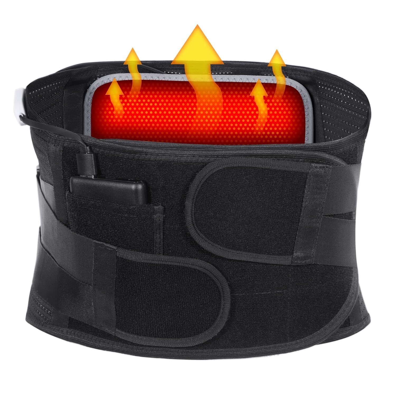 Heated Lower Back Brace for Back Pain, Back Support Belt with Heat & Metal Stays