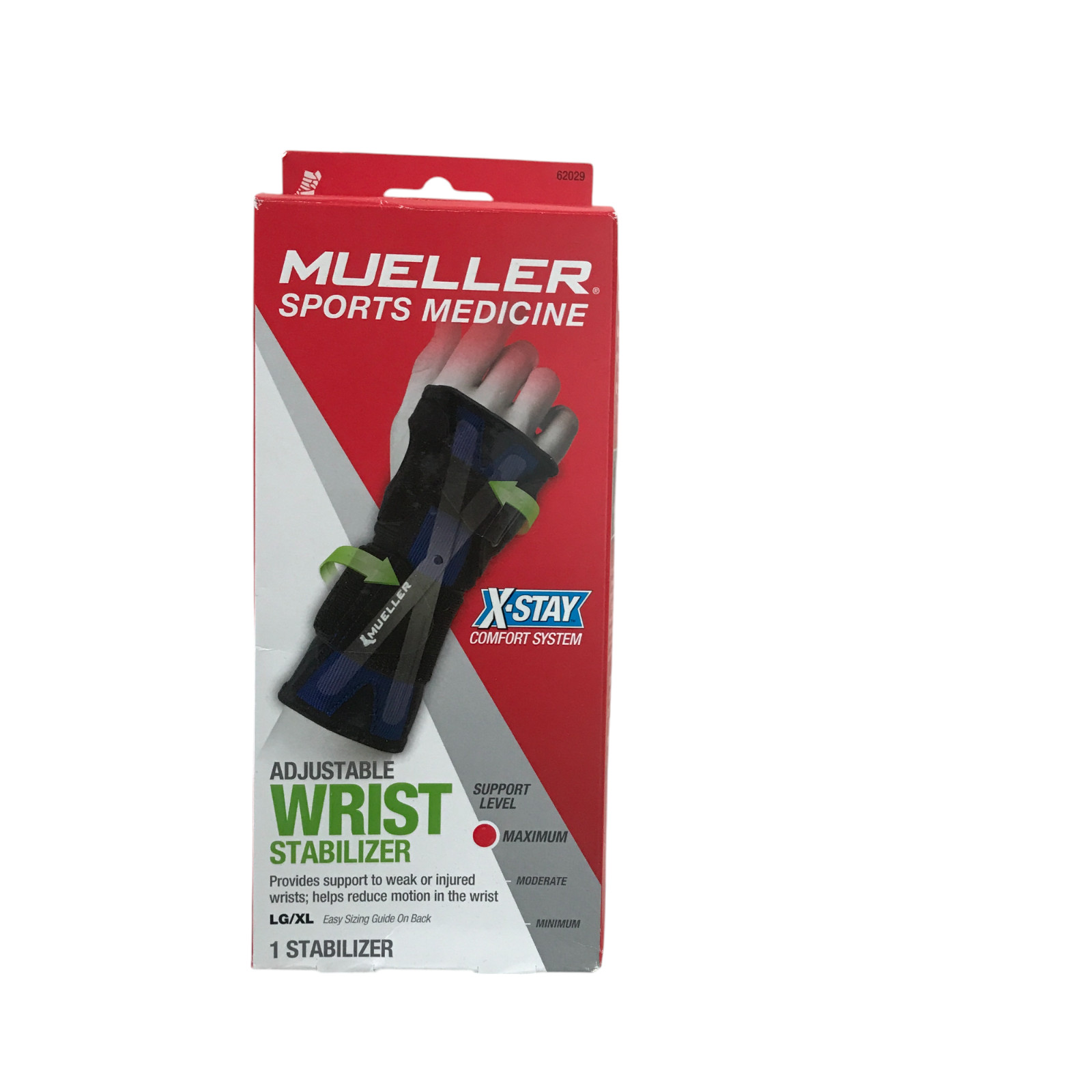 Mueller Wrist Brace Stabilizer Support Adjustable Unisex LG/XL (Black/Blue) 1 PC