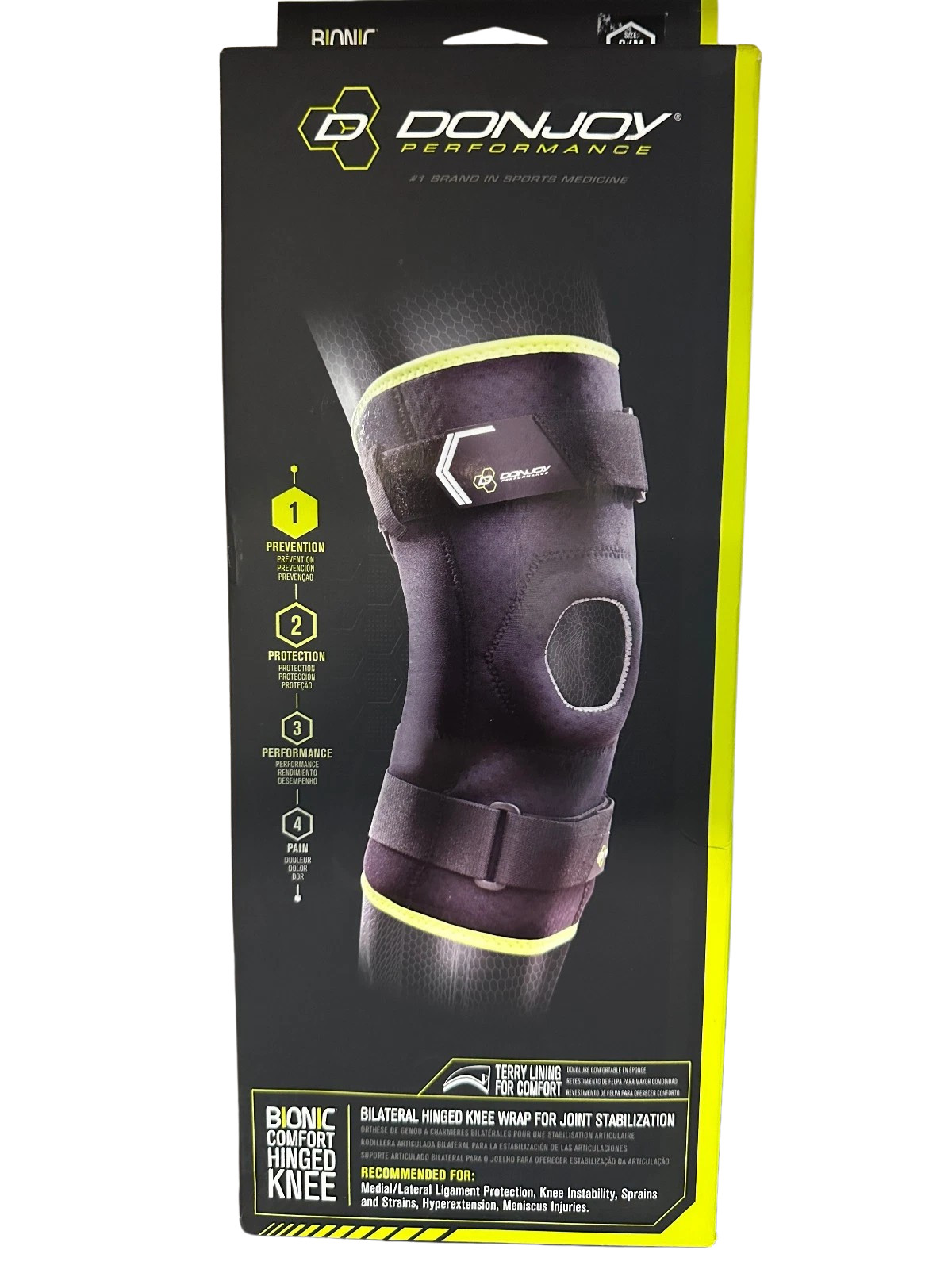 DonJoy Bionic Comfort Hinged Knee Brace Meniscus MCL LCL Black Small/Medium NEW