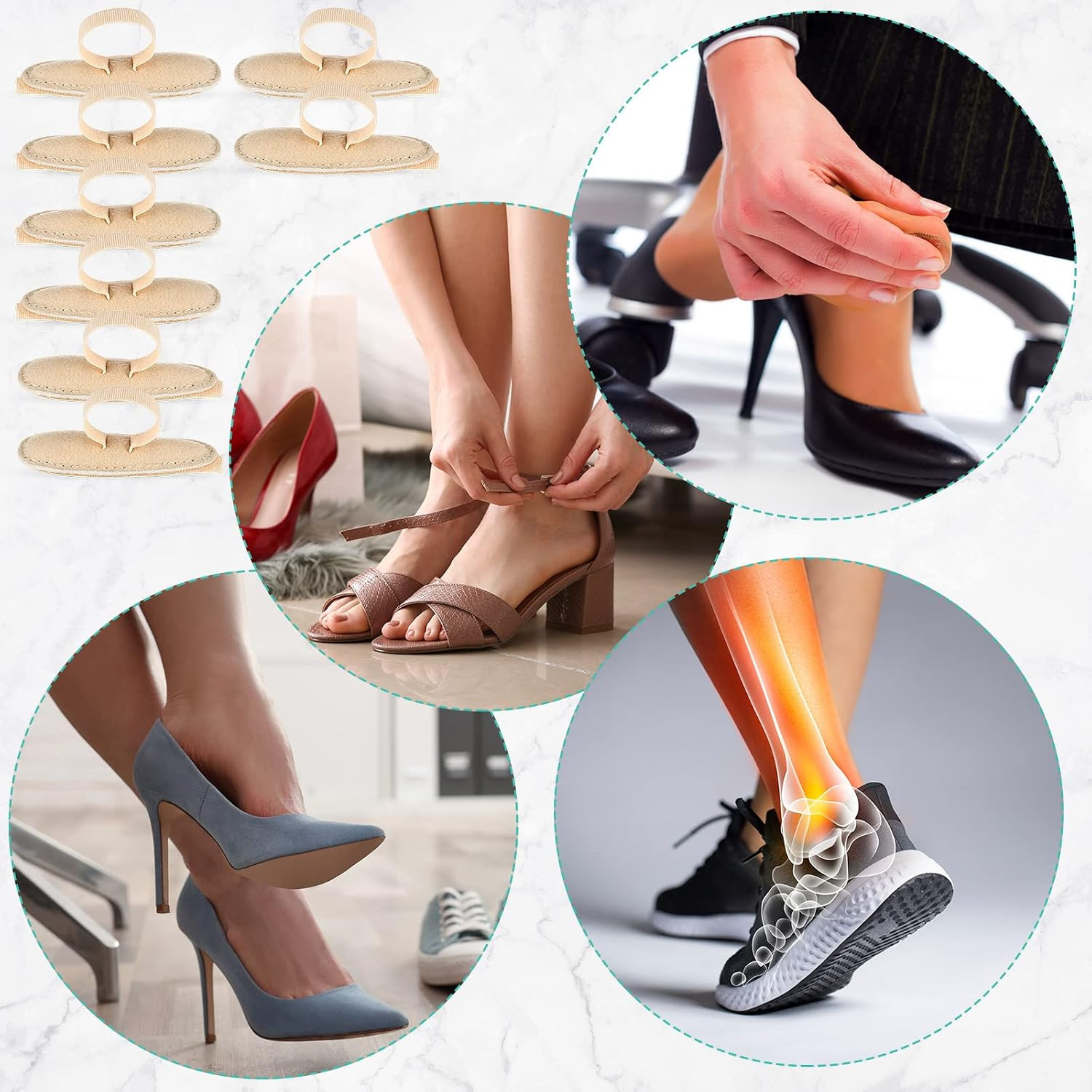 8 Pcs Hammer Toe Crest Cushion Soft Straightener Buttress Pads Splint Reduces Pr