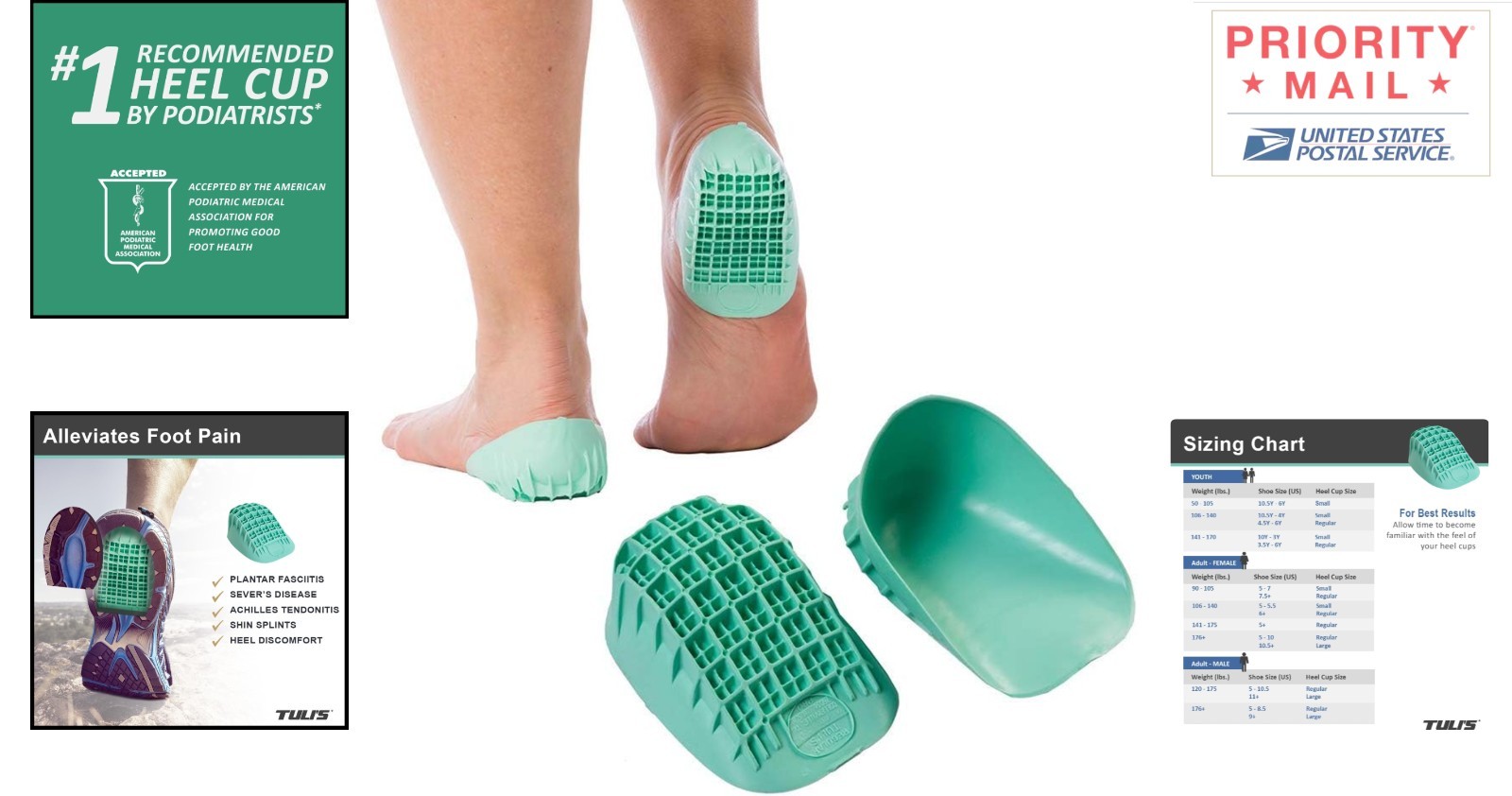 Lightweight Silicone Heel Cups for Foot Pain Relief and Shock Absorption 2 Pack