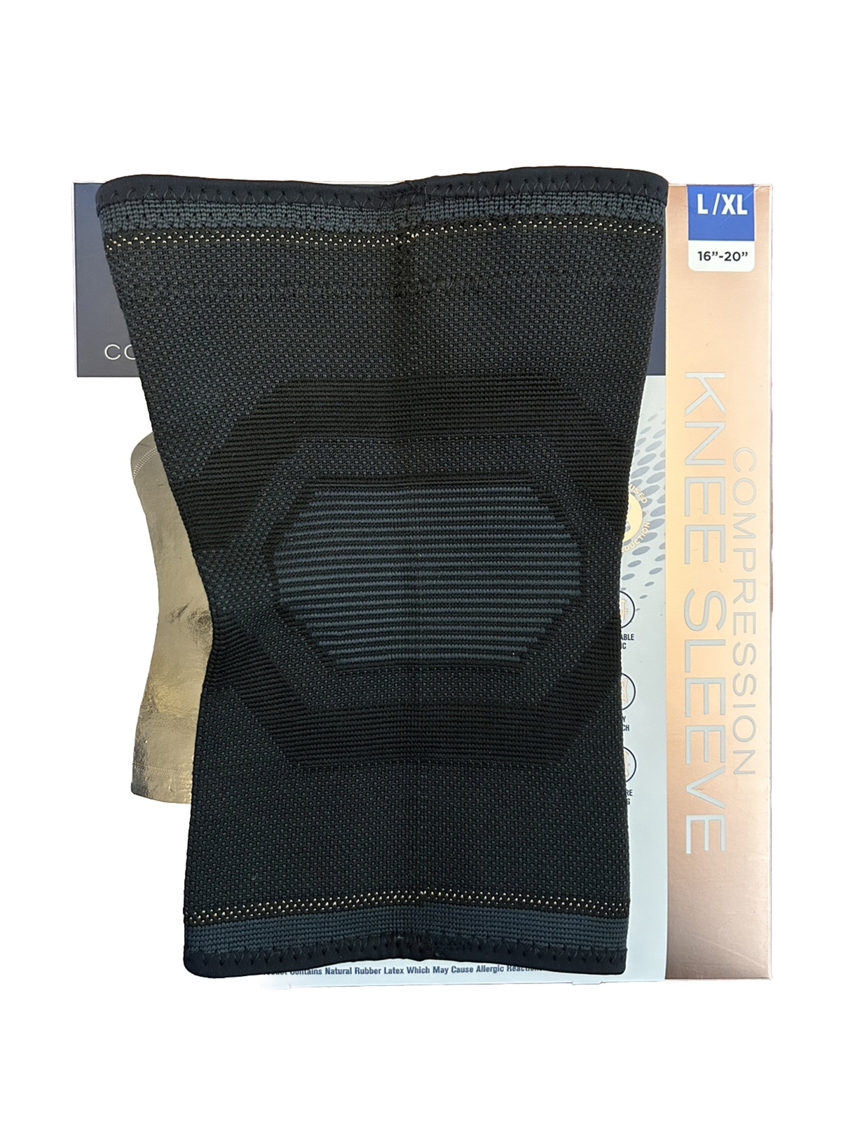 Elite Air Compression Knee Sleeve by Copper Fits Black L/XL (16”-20”) 2 Pack