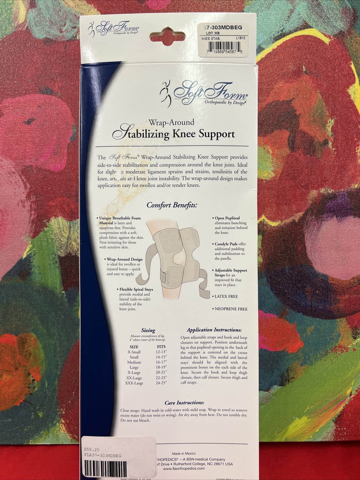 FLA Soft Form Wrap Around Stabilizing Knee Support, Beige, Medium New In Box