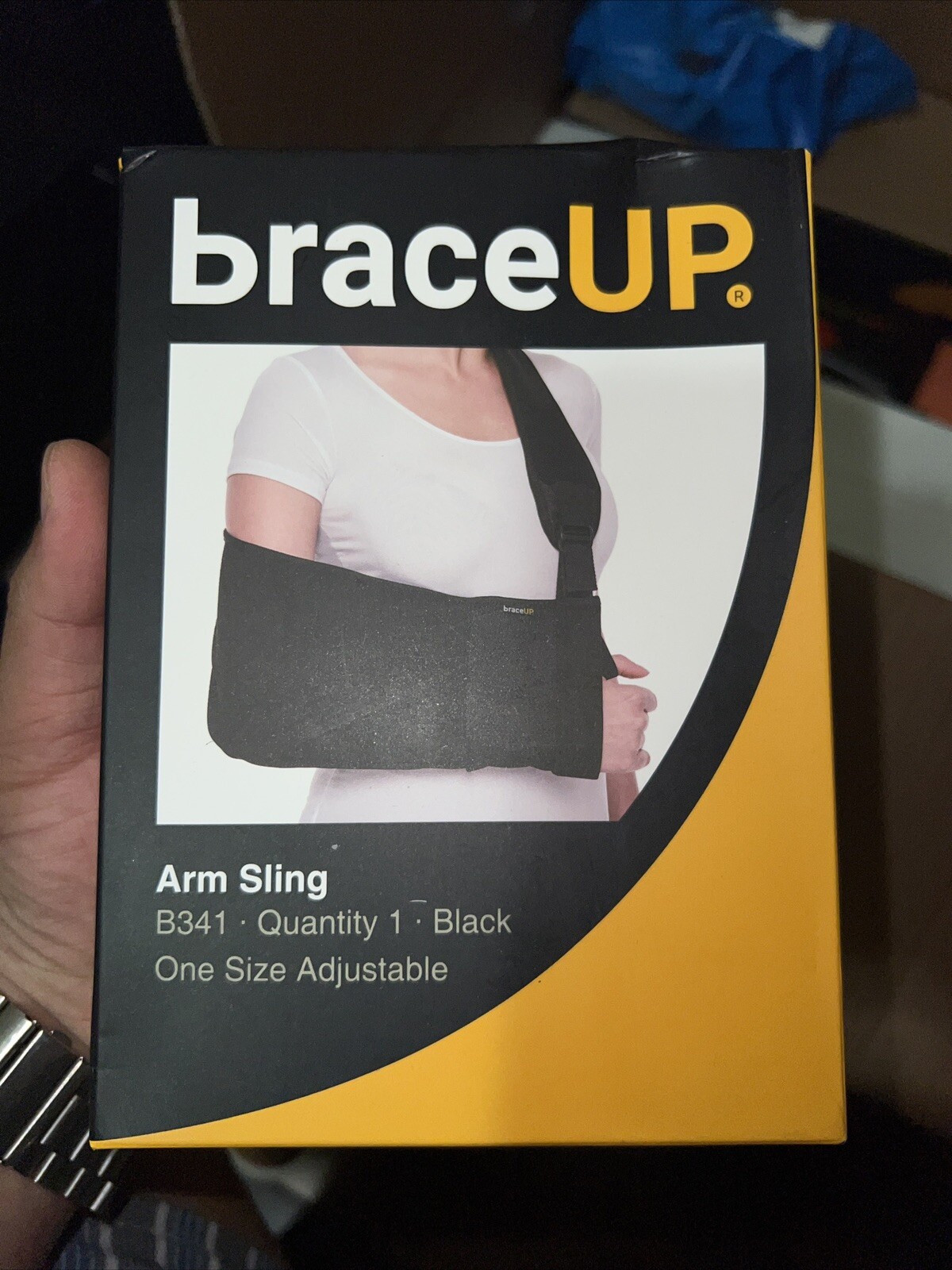 Brace Up Arm Sling, One Size Adjustable, Black, B341 NIOB
