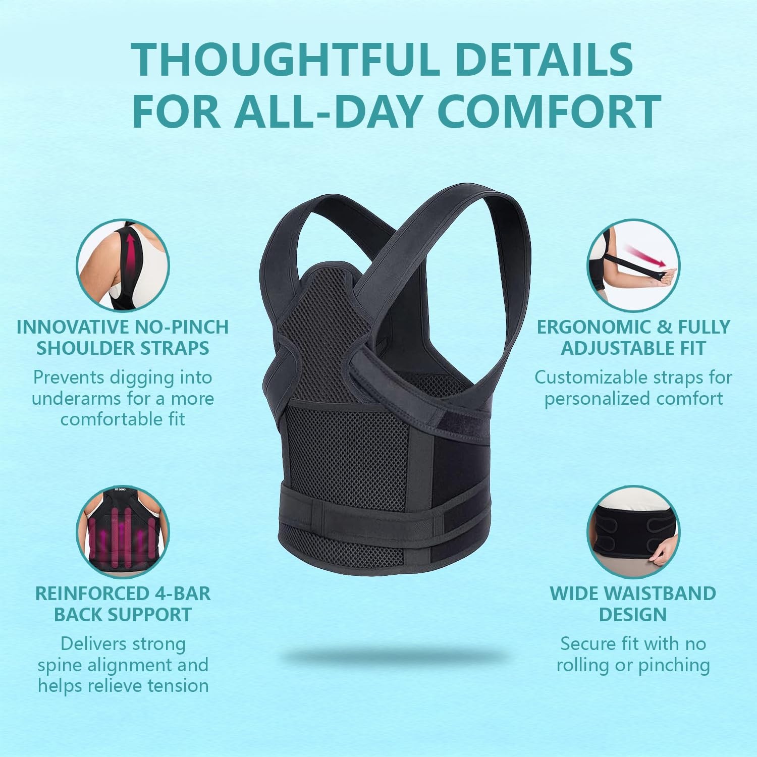Upgraded Back Brace Posture Corrector, Adjustable for Men & , Full Back Strai…