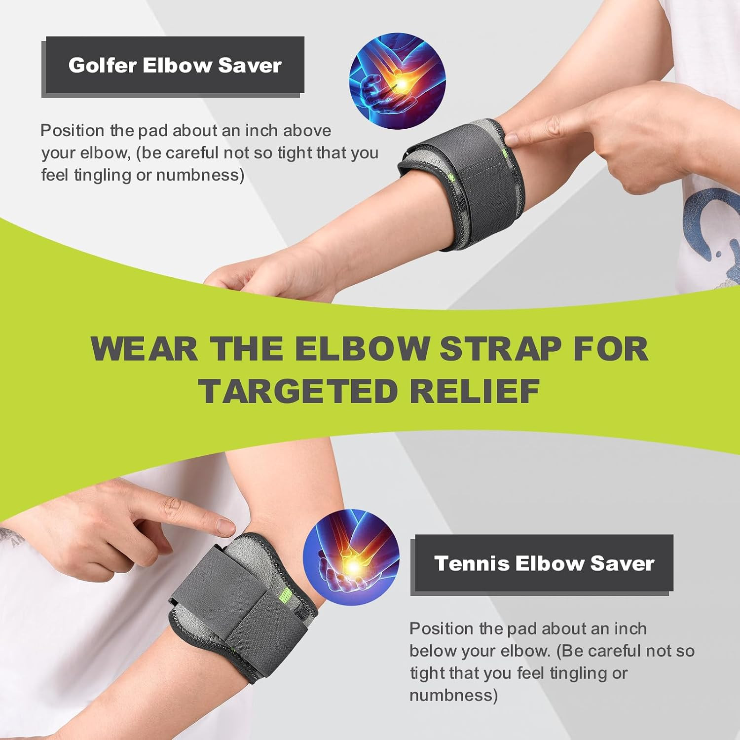 Adjustable Elbow Brace 2 Pack Tennis Elbow Brace for Women Men Golfers Elbow Sup