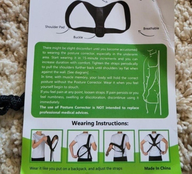 NWT Posture Corrector, black in color