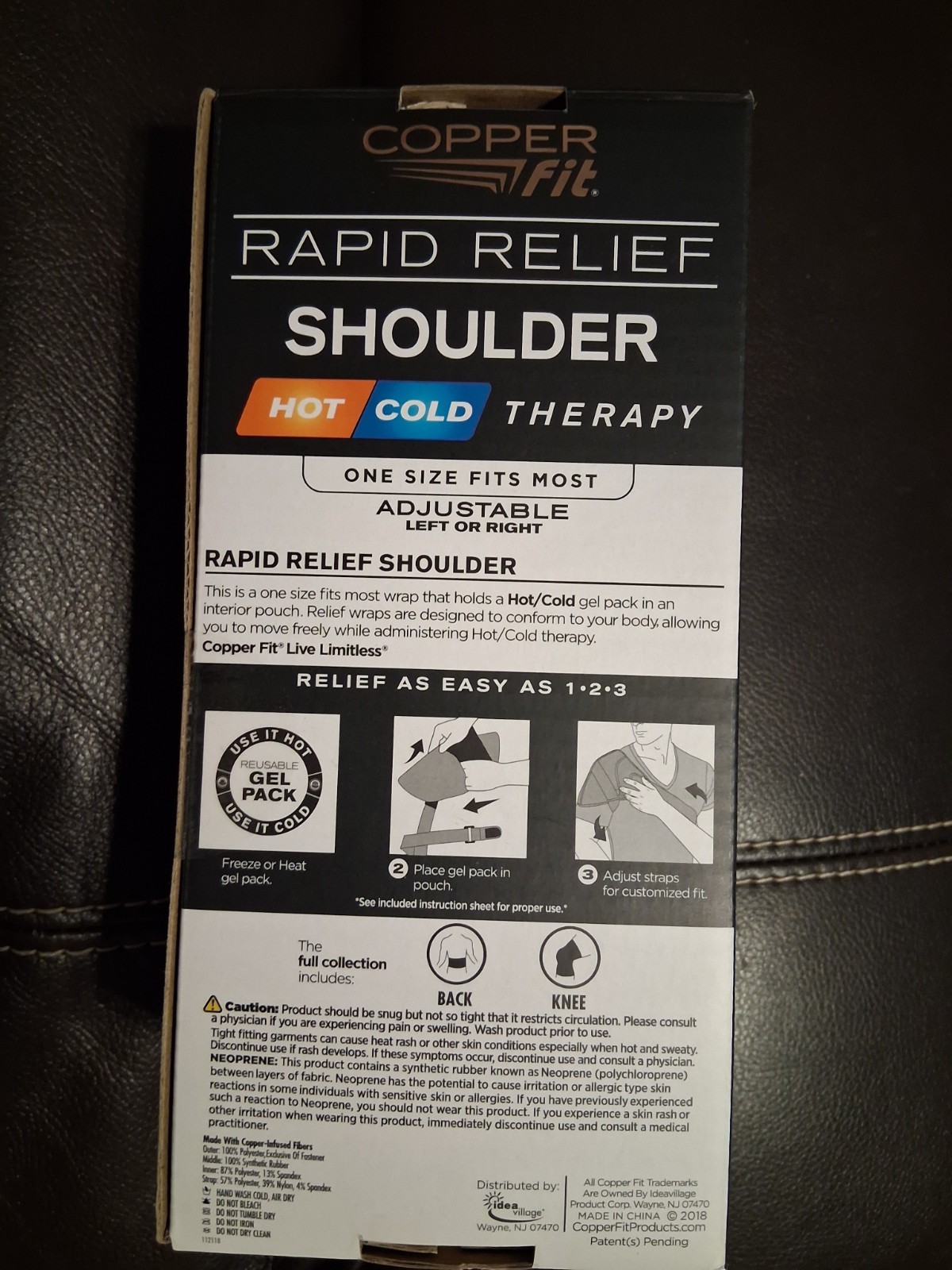 Copper Fit Rapid Relief Shoulder Sling Hot Cold Therapy New With 2 Hot/cold Pad