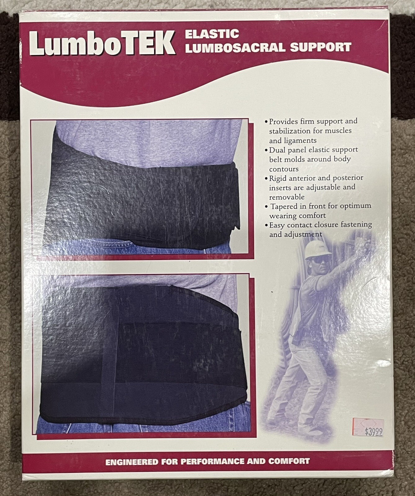 OTC LumboTek Lumbosacral Support with Back Inserts 9″-2XL, Black, (2895-BL09-2L)