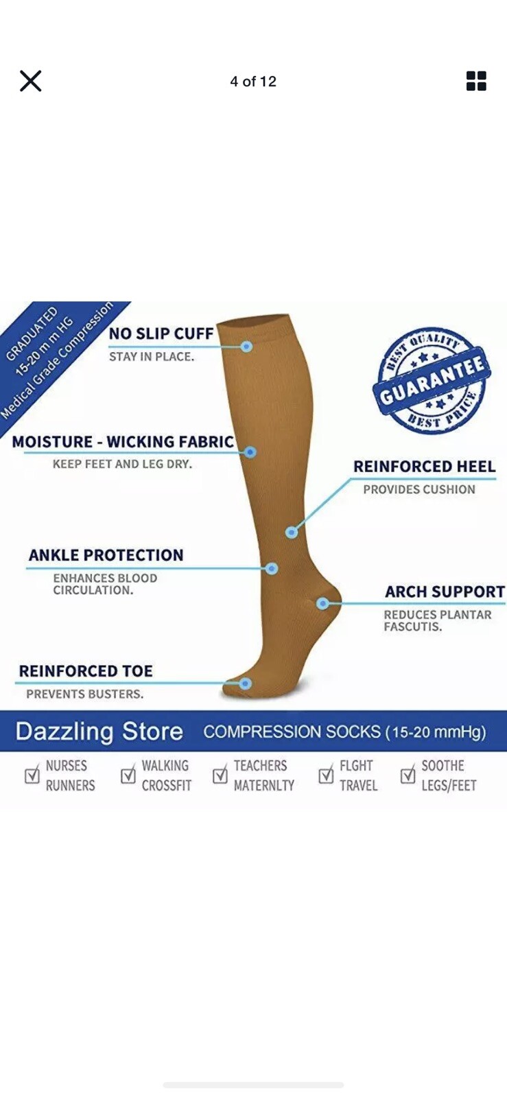 BLUETREE Compression Socks,3 pairs Compression Sock for Women & Men,Best For All