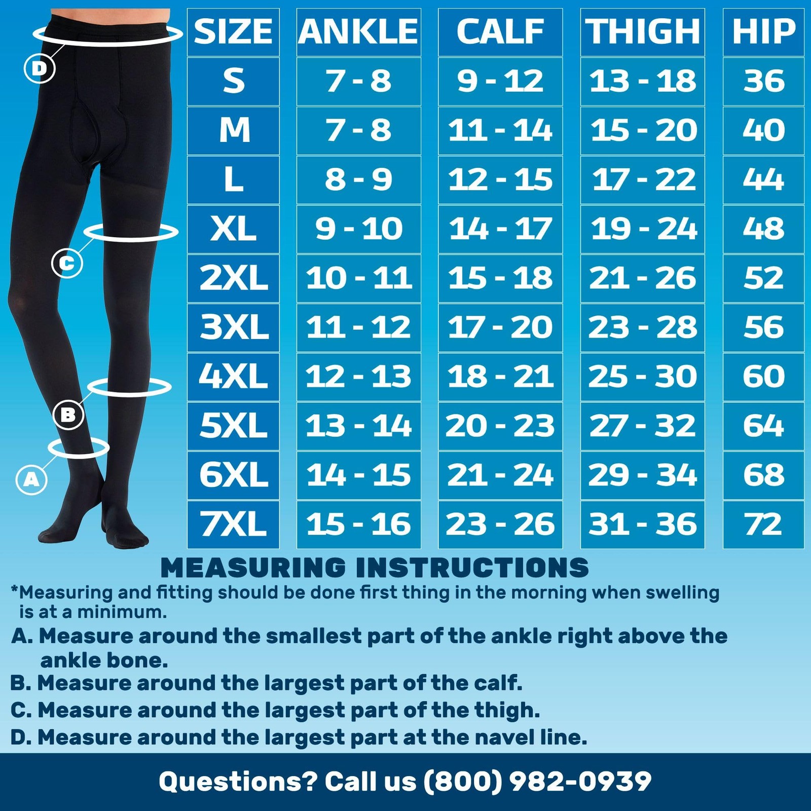 Made in USA – Opaque Graduated Compression High Waist Stockings for Men 20-30…