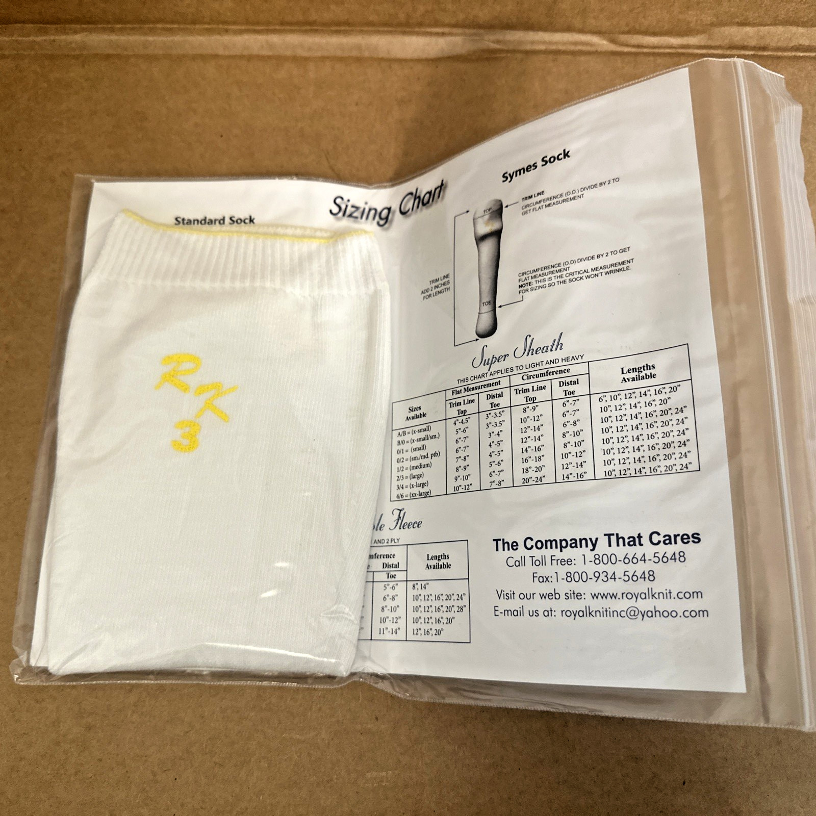 The Royal Flush White Prosthetic Socks (6) No Distal Opening 3 Ply RF 3-1/2-14