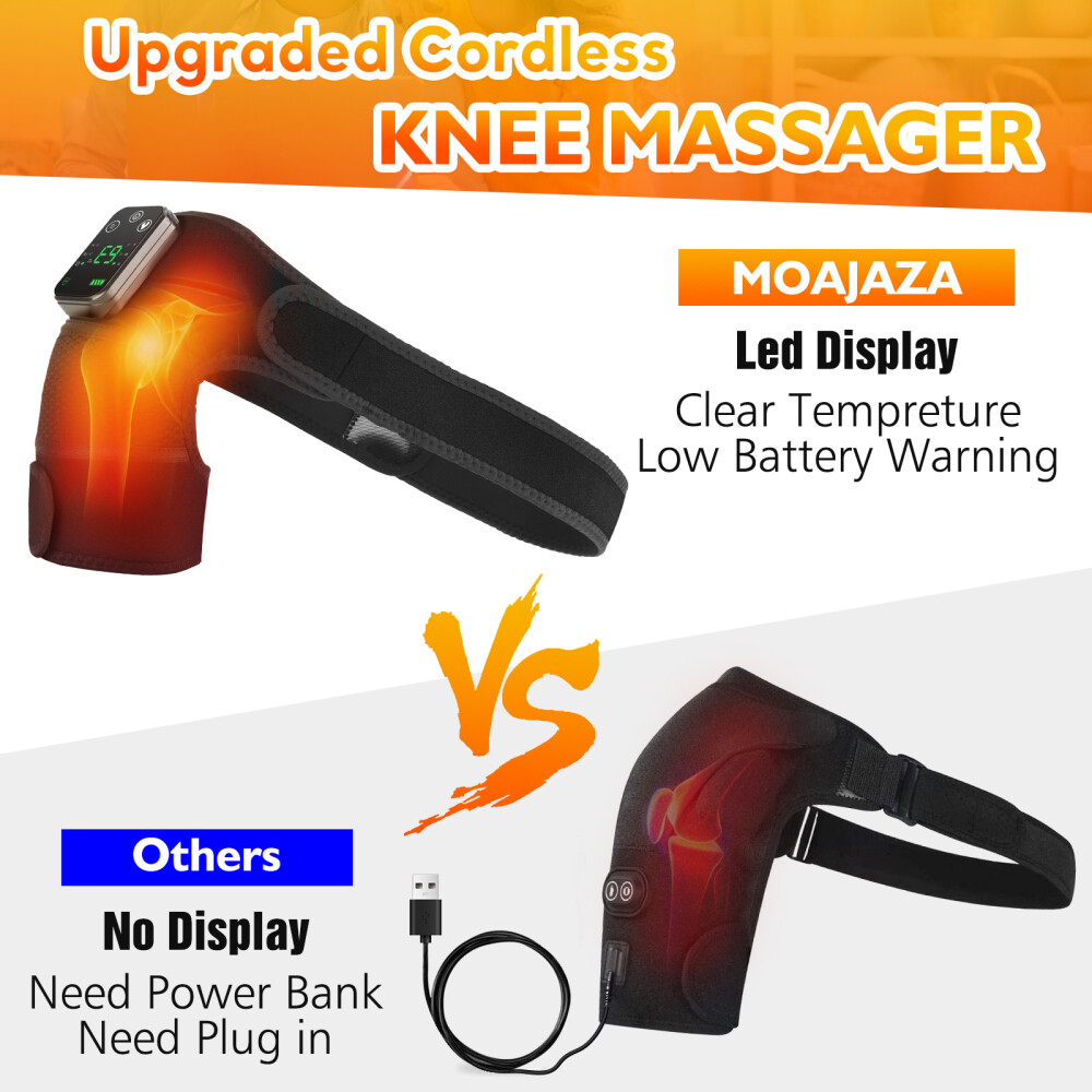 Cordless Heated Knee Brace Wrap Massager with Vibration for Knee Shoulder Elbow