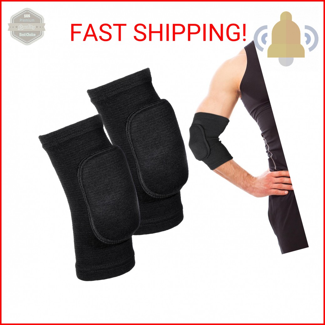 LIQWEI 1 Pair Volleyball Elbow Pads, Black Arm Brace Ventilate Sport Elbow Prote