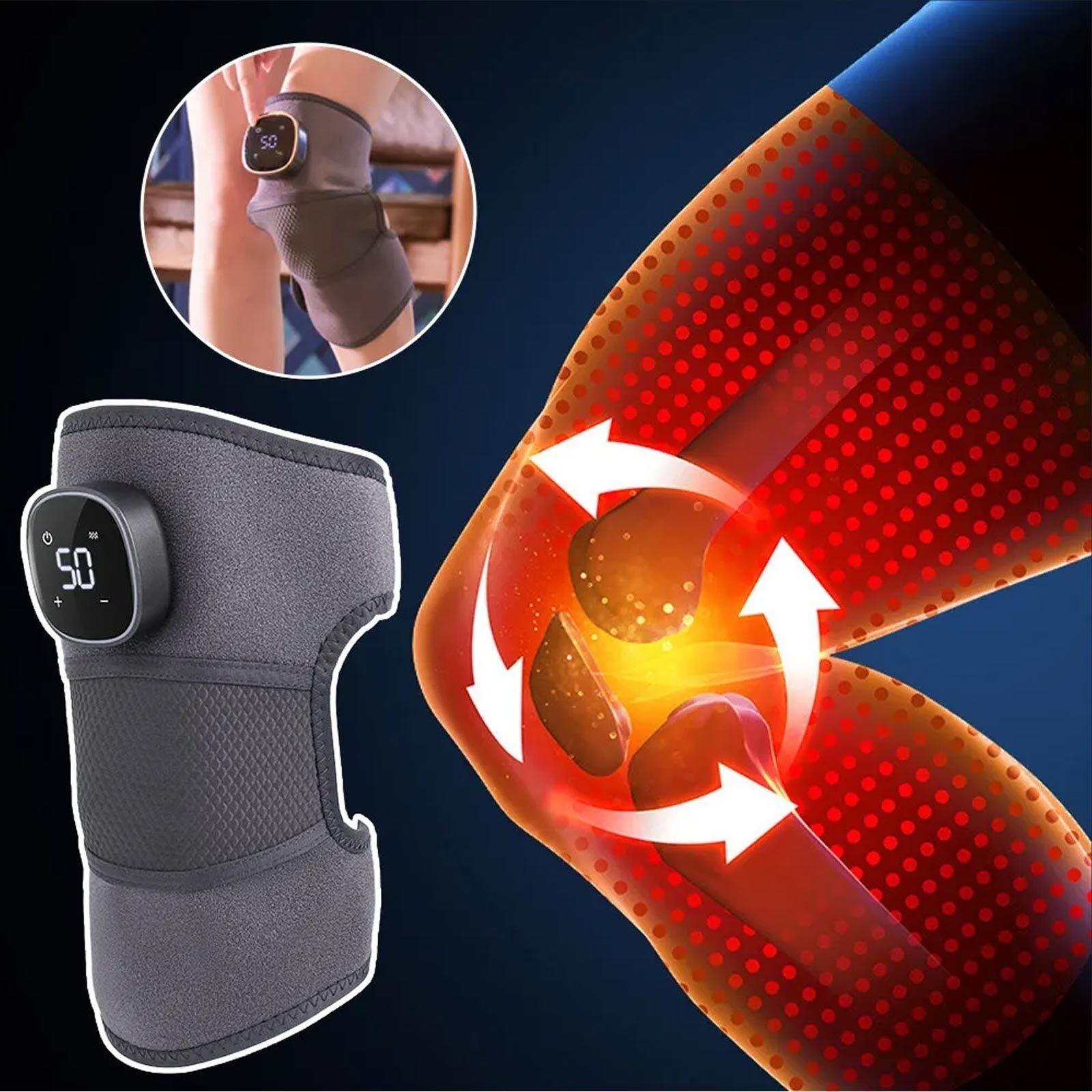 Rechargeable Vibration Massager Heated Brace Pain Relief for Shoulder/Elbow/Knee