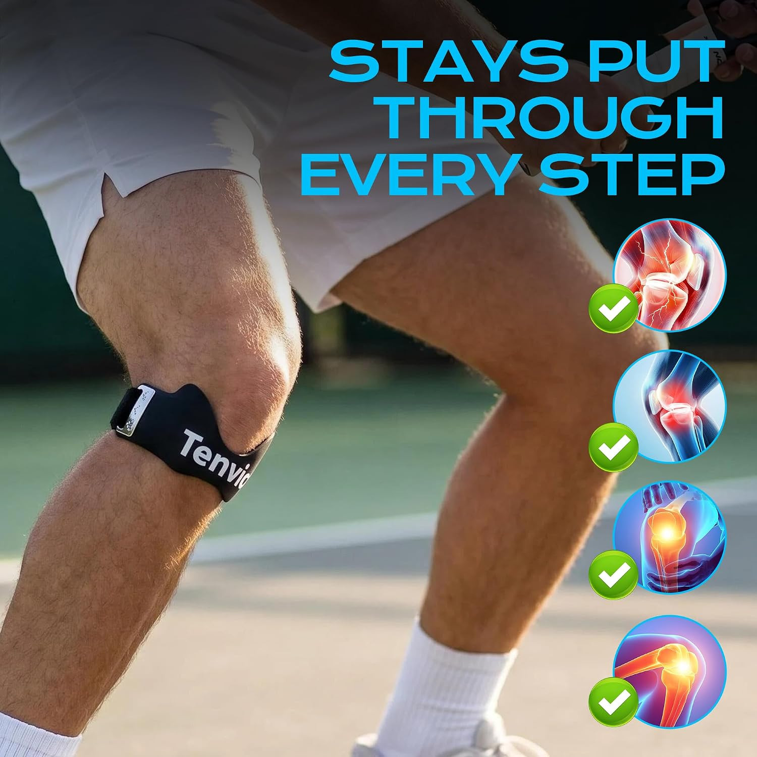 Knee Strap, Adjustable Patella Tendon Support Band with 0.3in 3D Silicone Airbag