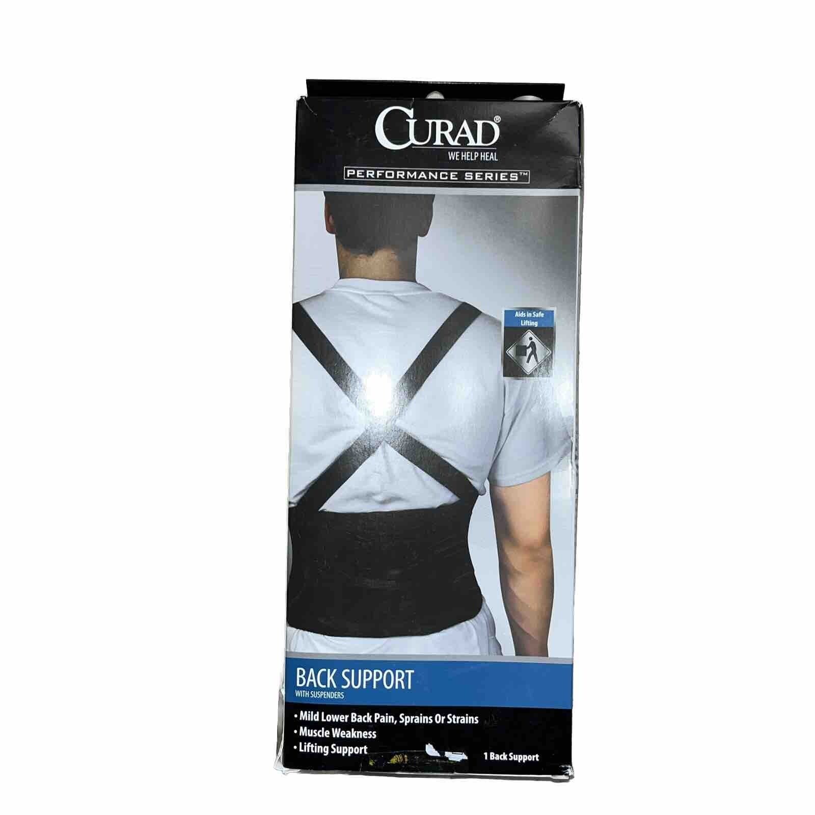 New Curad Performance Series Back Support Suspenders Muscle Weakness Black L