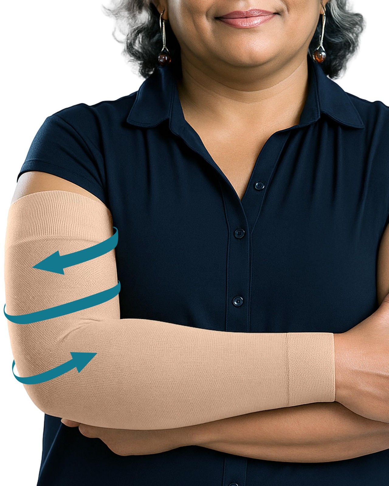 KEMFORD Lymphedema Compression Arm Sleeves for Women – 15-20 mmHg, Silicone G…