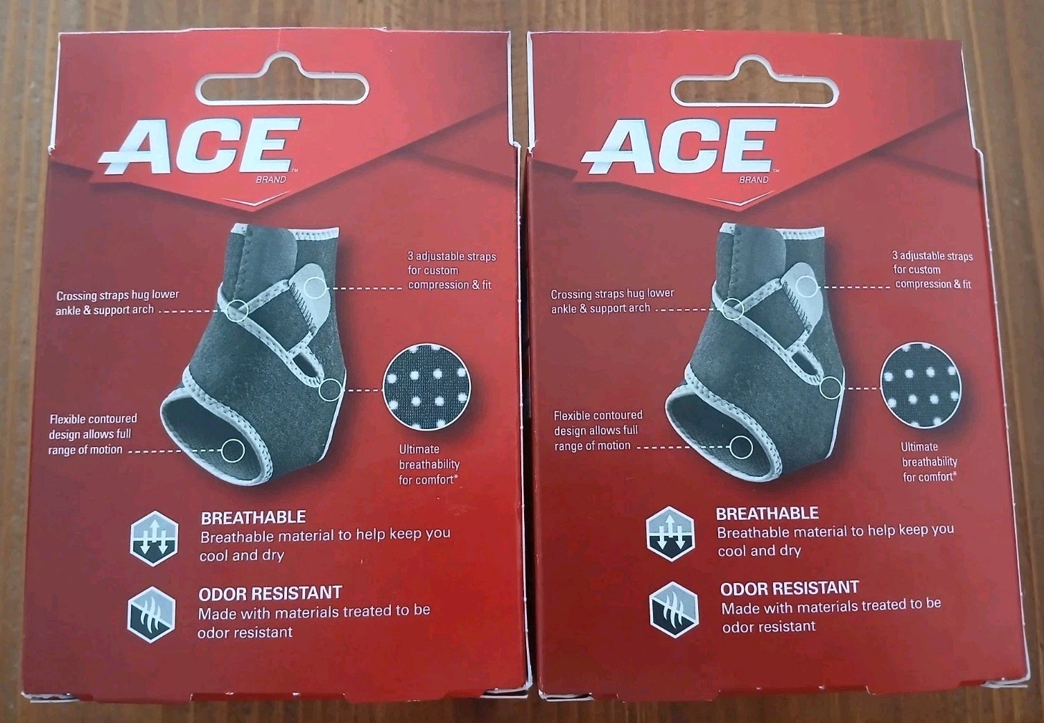 2-Pack ACE Brand 3M Adjustable Compression Moderate Neoprene Support Ankle Wrap