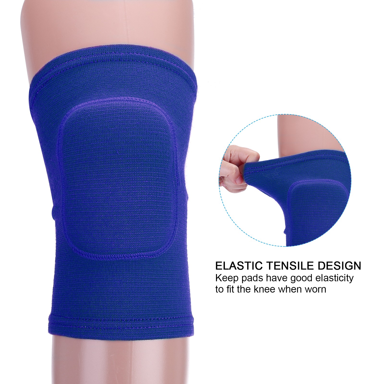 2 Pcs S Dance Knee Pads Ski Knee Pads Volleyball Protective Sponge Brace Blue