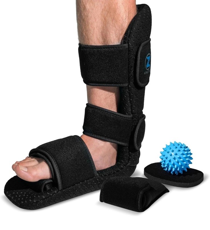 Z ATHLETICS Plantar Fasciitis Night Splint – Adjustable Foot Small, Black