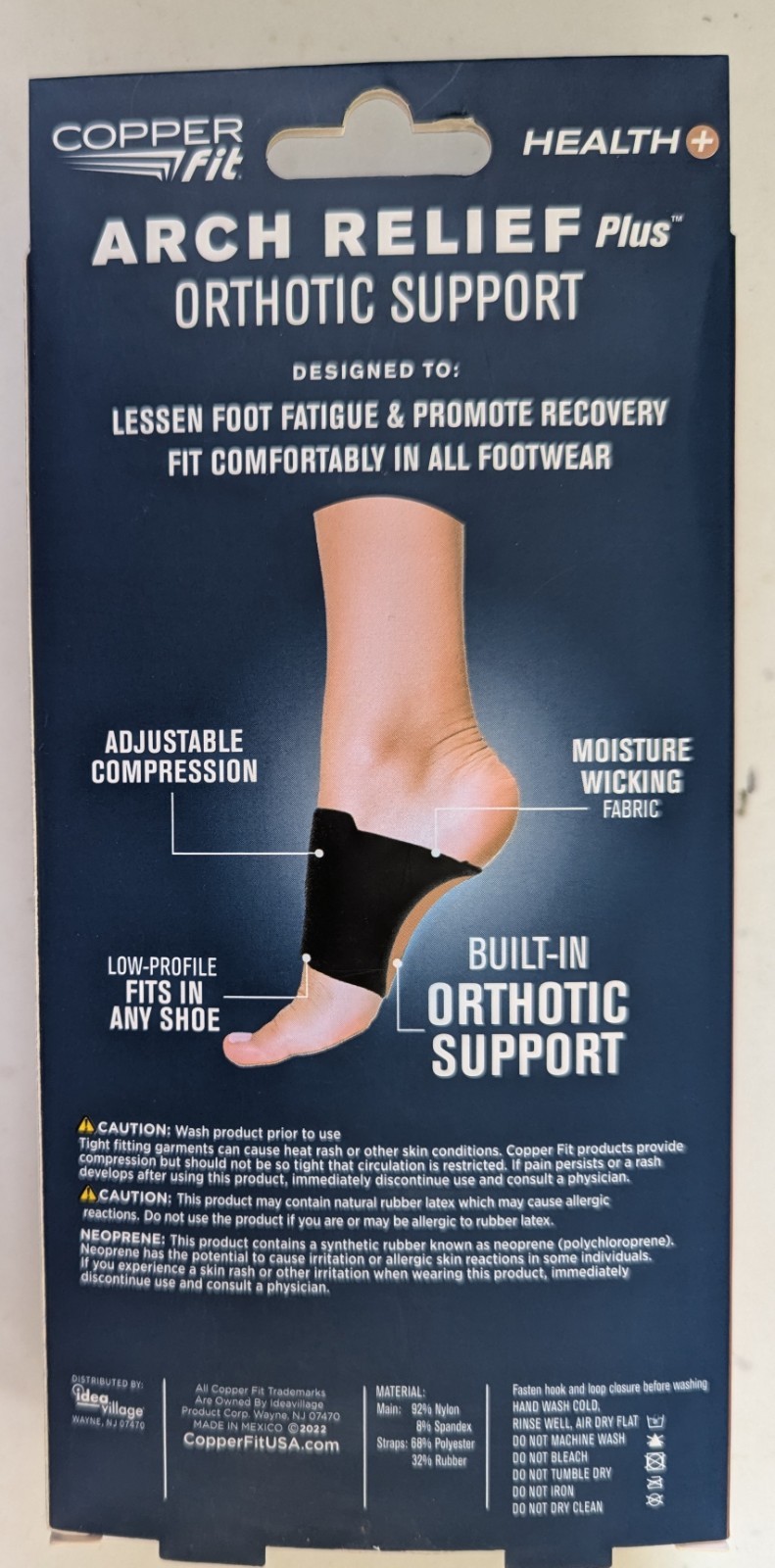 Copper Fit Health Unisex Arch Relief Plus with Built-In Orthotic Support New