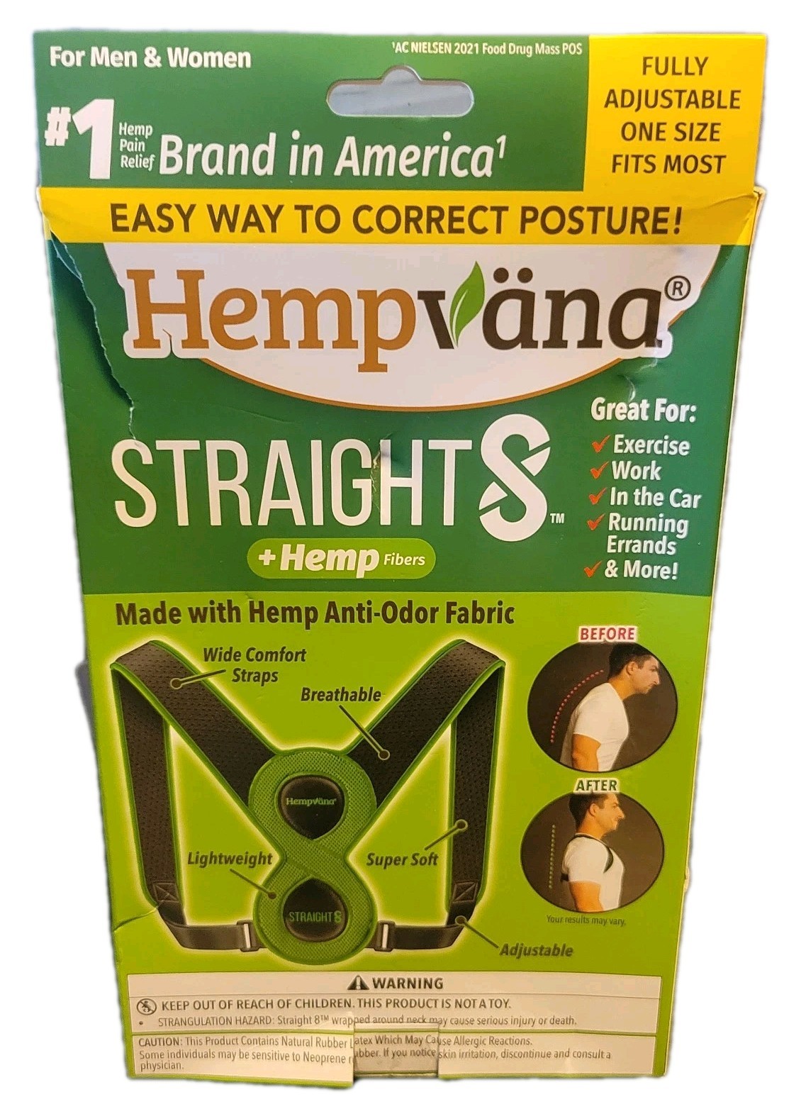 Hempvana Straight8 Fully Adjustable Posture Corrector (Damaged Box, Sealed)