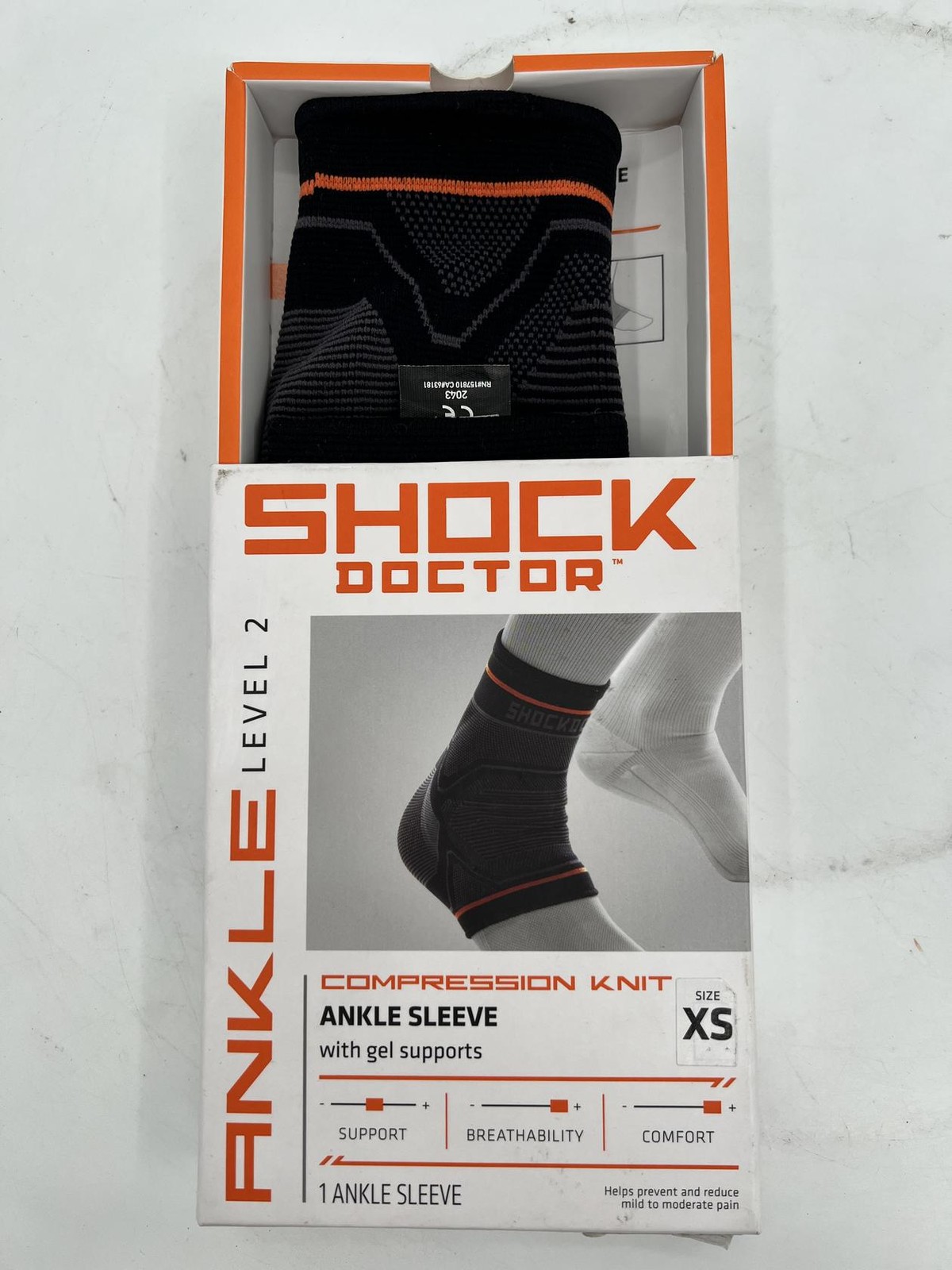 Shock Doctor Compression Knit Ankle Sleeve with Gel Support, Black/Grey,