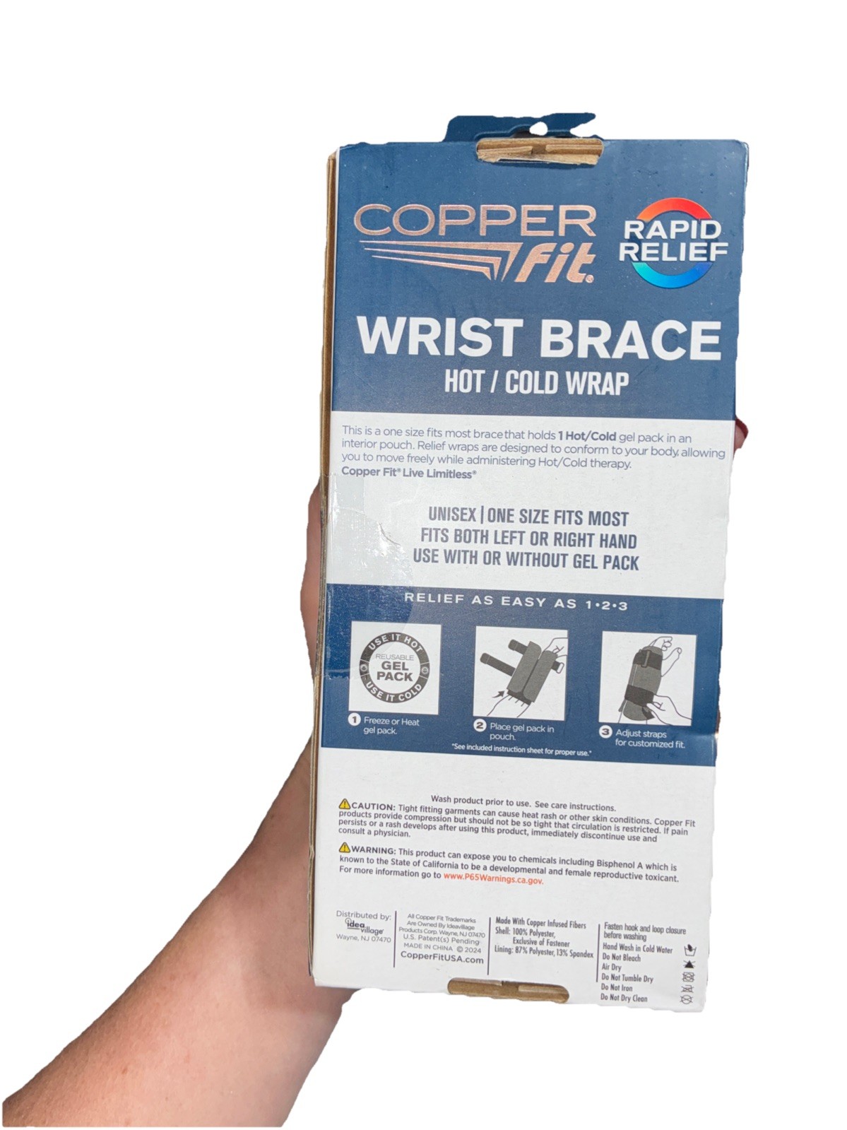 Copper Fit Unisex Adult Rapid Relief Adjustable Wrist Wrap Hot Cold Therapy Care