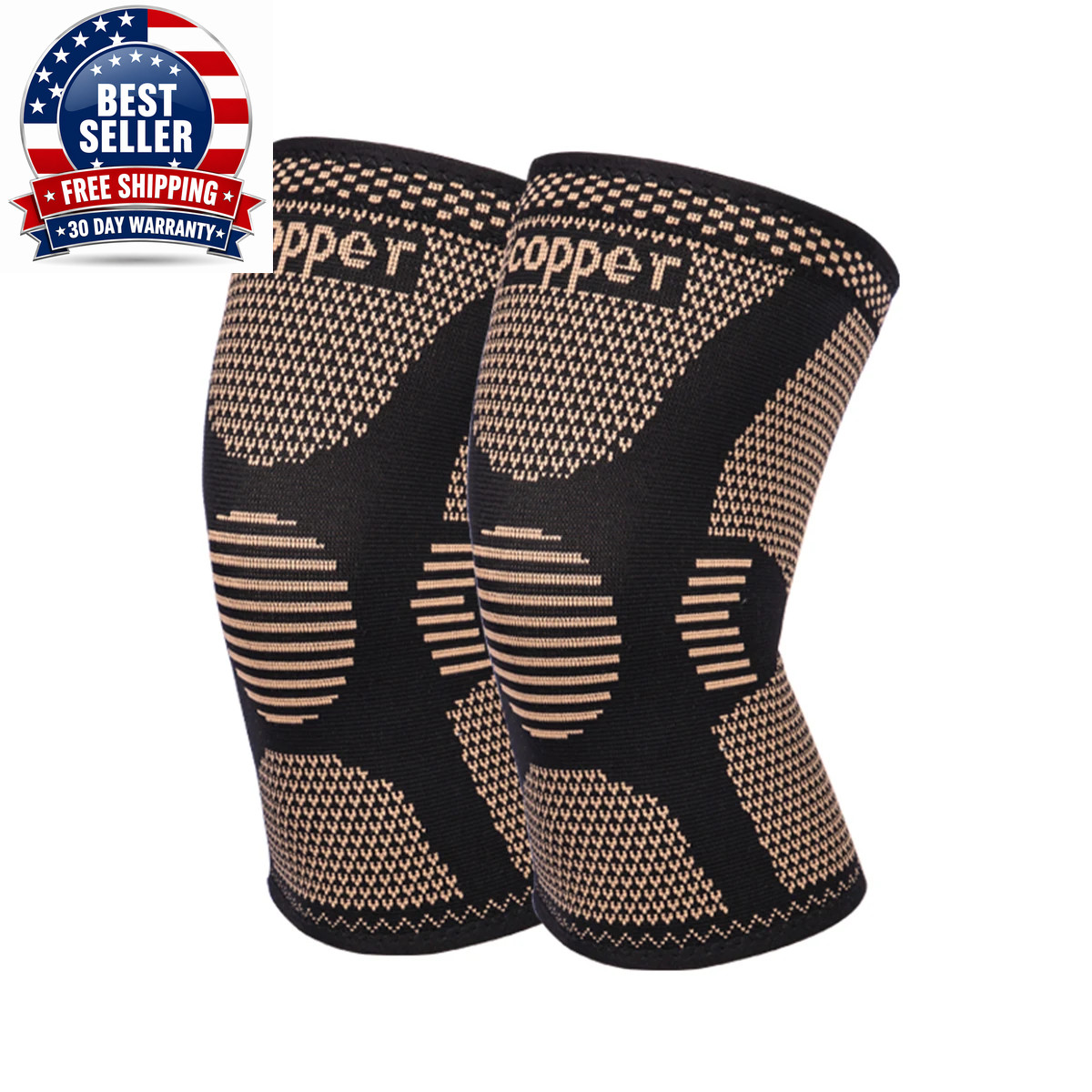 2Pcs Copper Knee Braces,Knee Guard Protection-Compression Knee Sleeves Support f