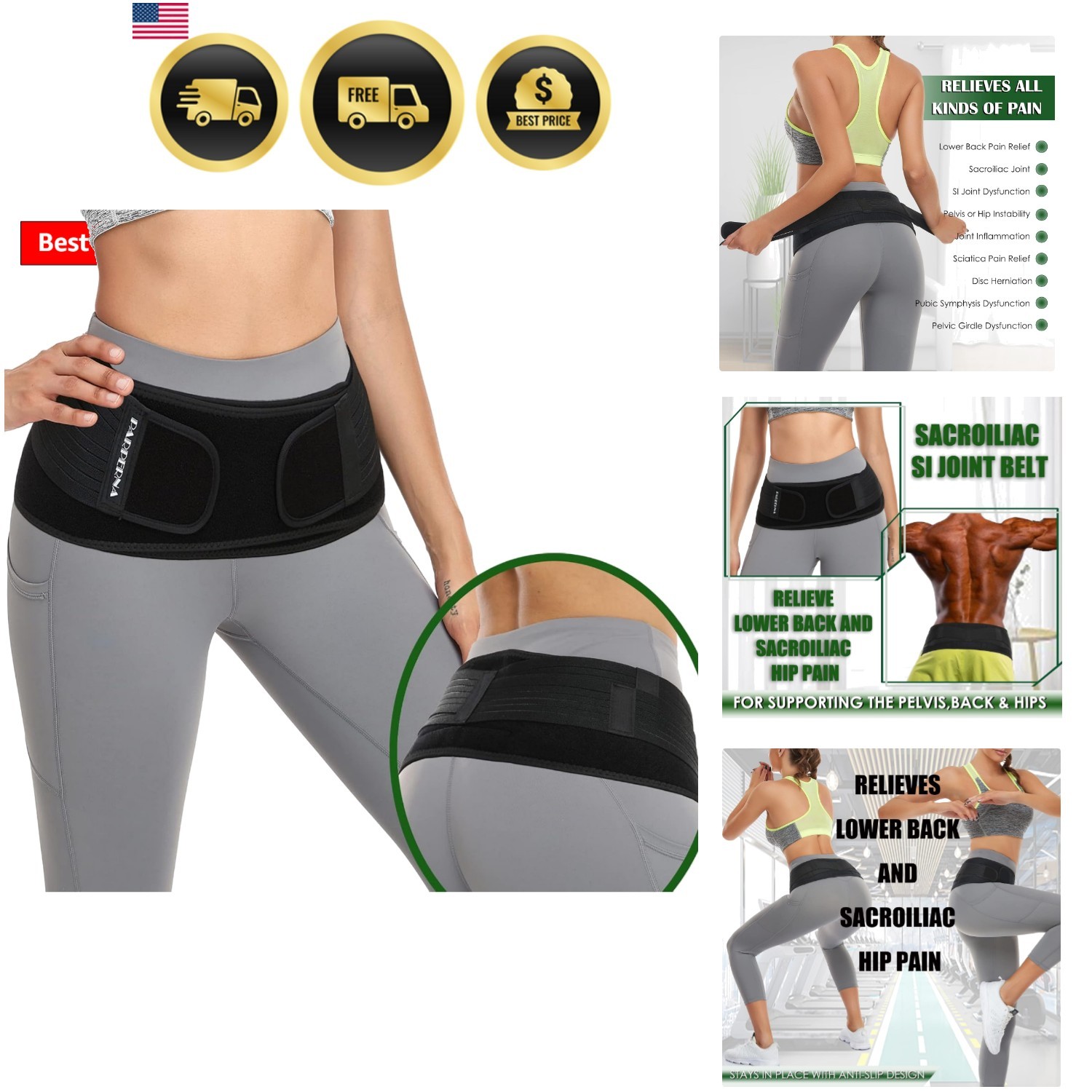 Sacroiliac SI Hip Belt for Women Men SI Joint Hip Belt – Lower Back Support B…