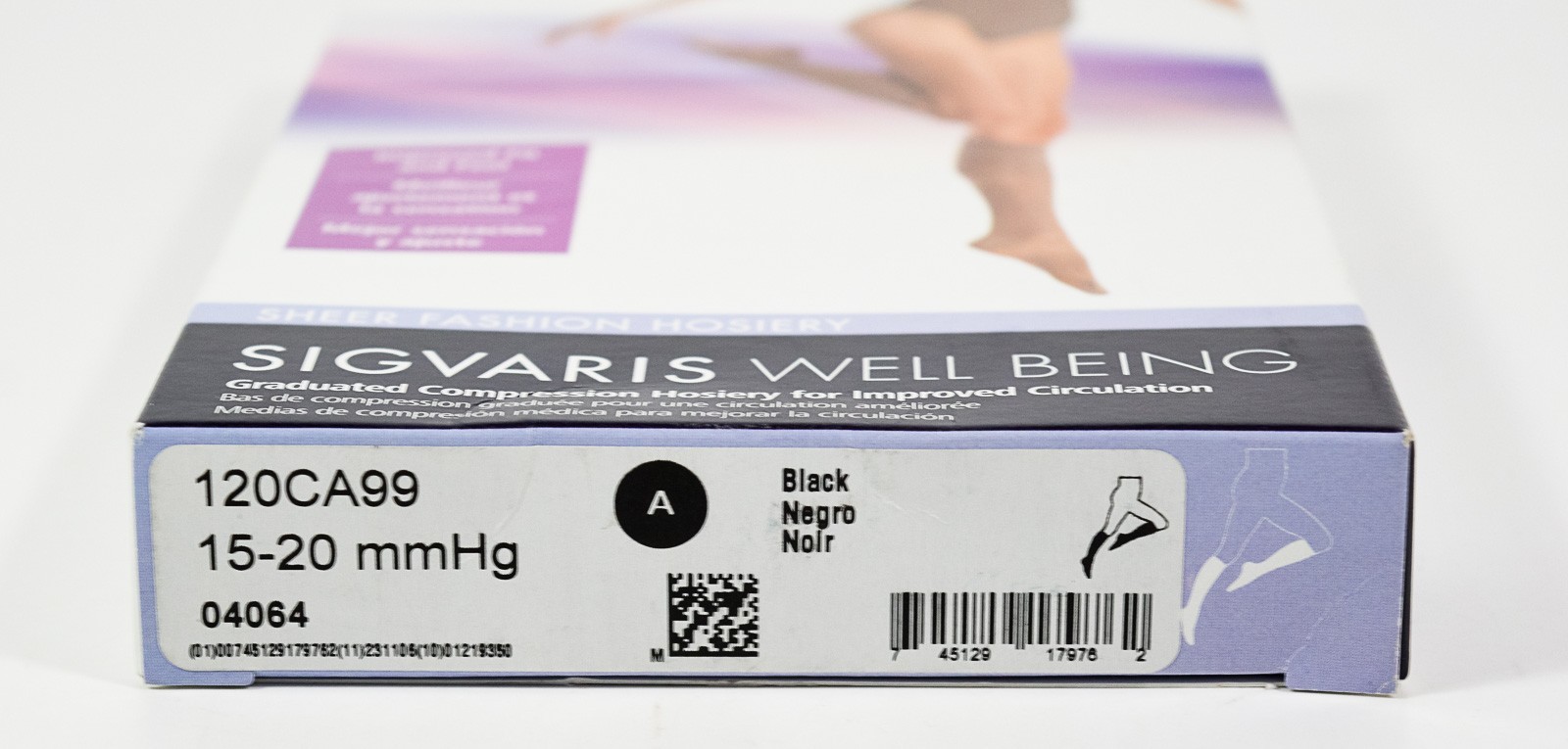 Sigvaris Well Being womens Sheer Fashion CT15-20 mmHg KNEE HIGH sz A Black