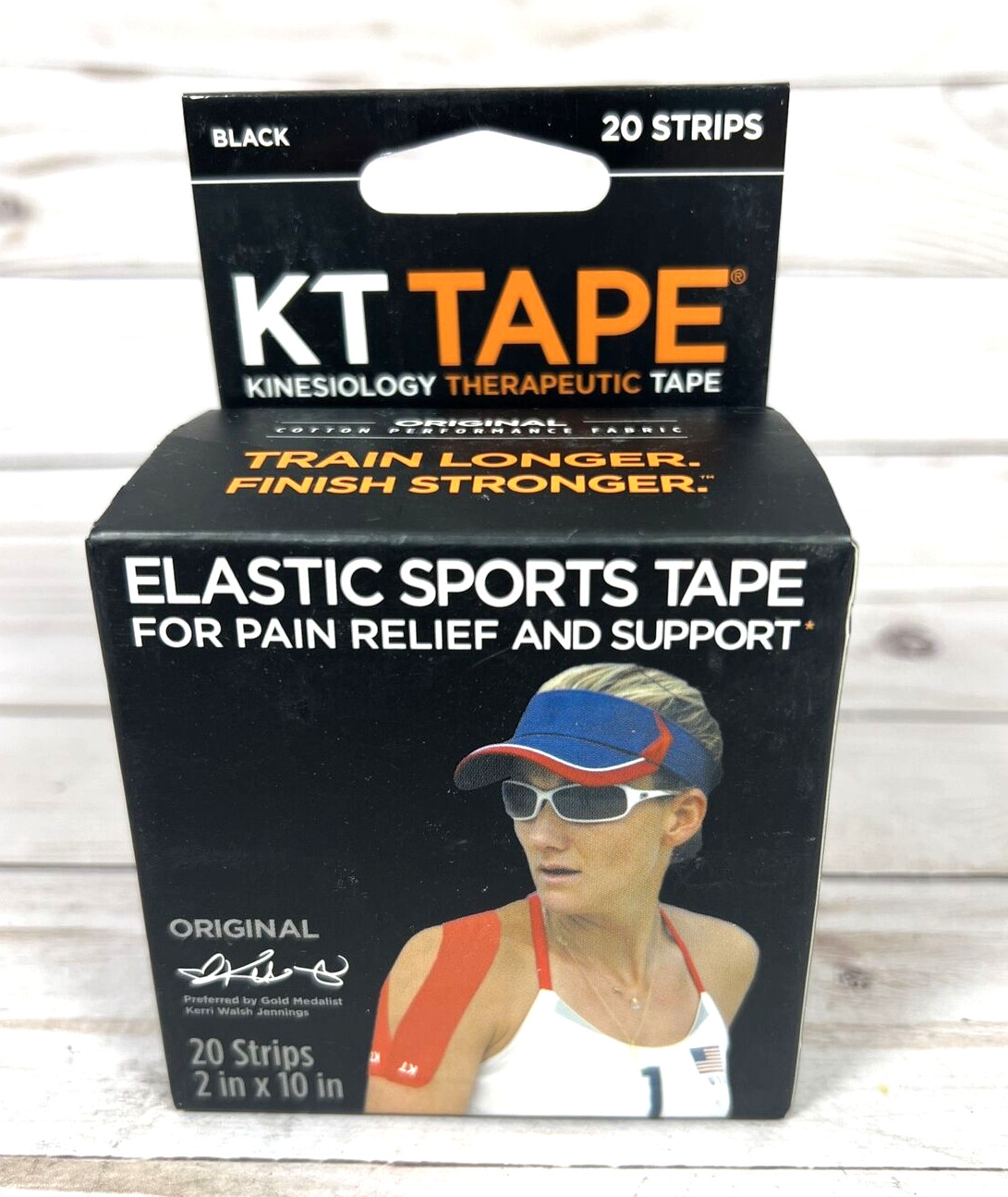 KT Tape Cotton 10″ Kinesiology Therapeutic Elastic Sports Roll Black 20 Strips