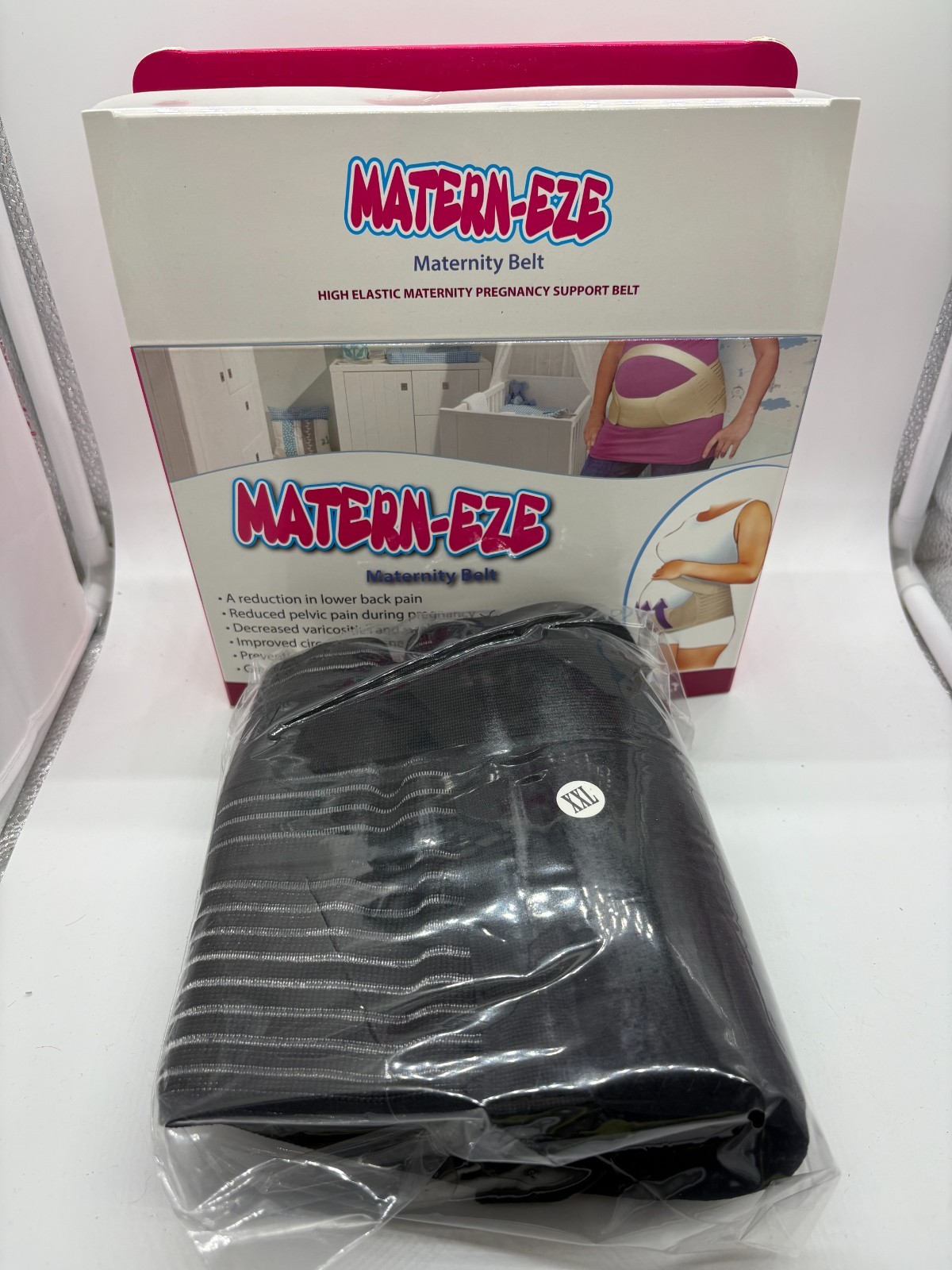 MATERN-EZE Maternity Pregnancy Support Belt XXL Black Back Pain Relief