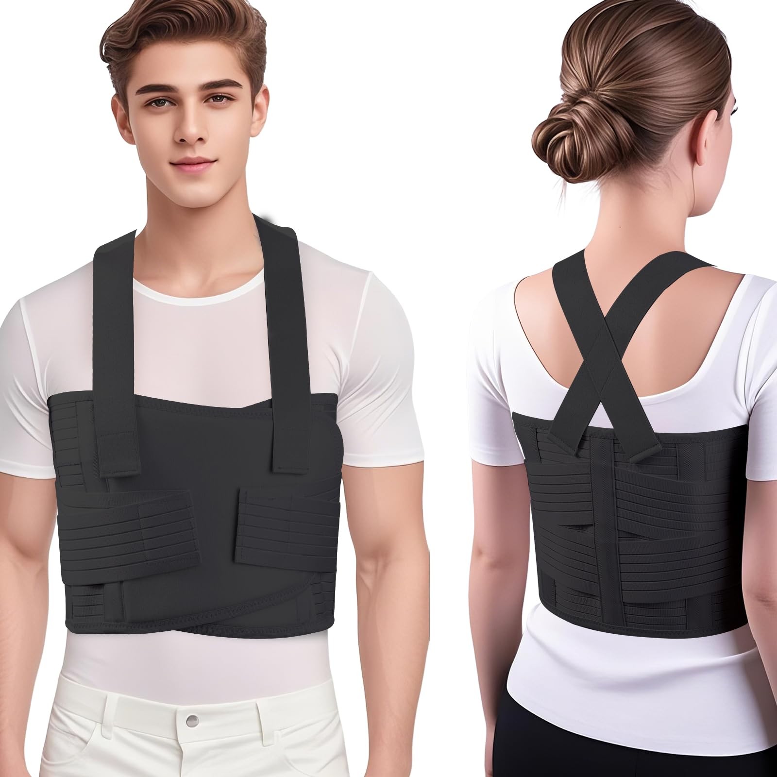 Rib Brace Broken Rib Belt,Elastic Rib Support Brace for Men and Women’s Chest…