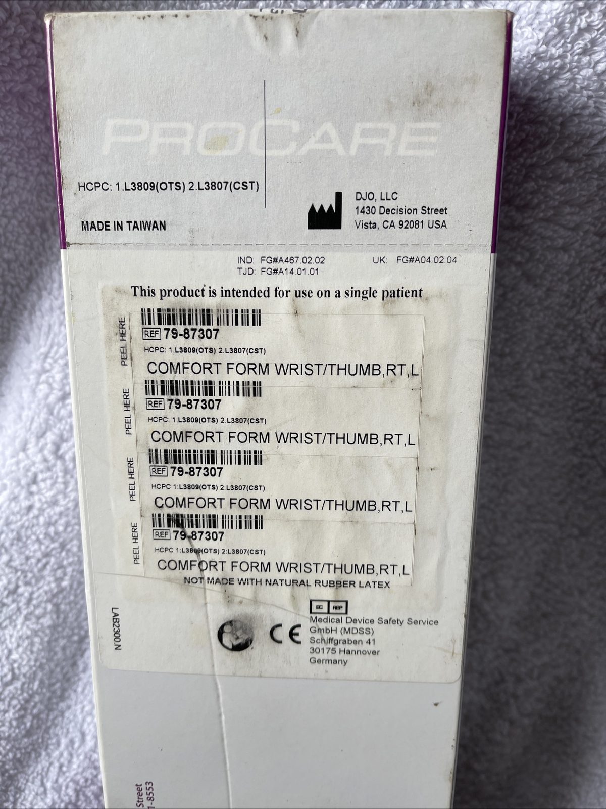 PROCARE Comfort Form Wrist / Thumb Right Hand Black Large