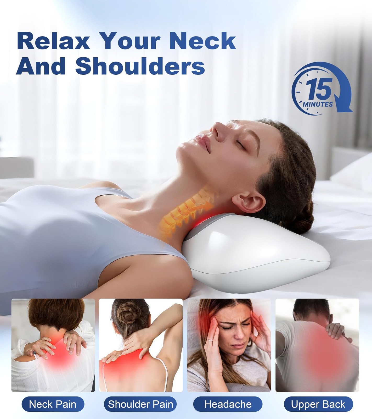 Heated Neck Stretcher Cervical Traction Therapy Pillow Hump Corrector